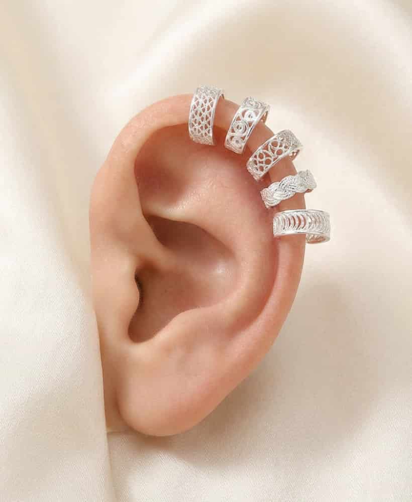 Set 5 Earcuff en plata Ley 950 Filigrana - miniatura 2