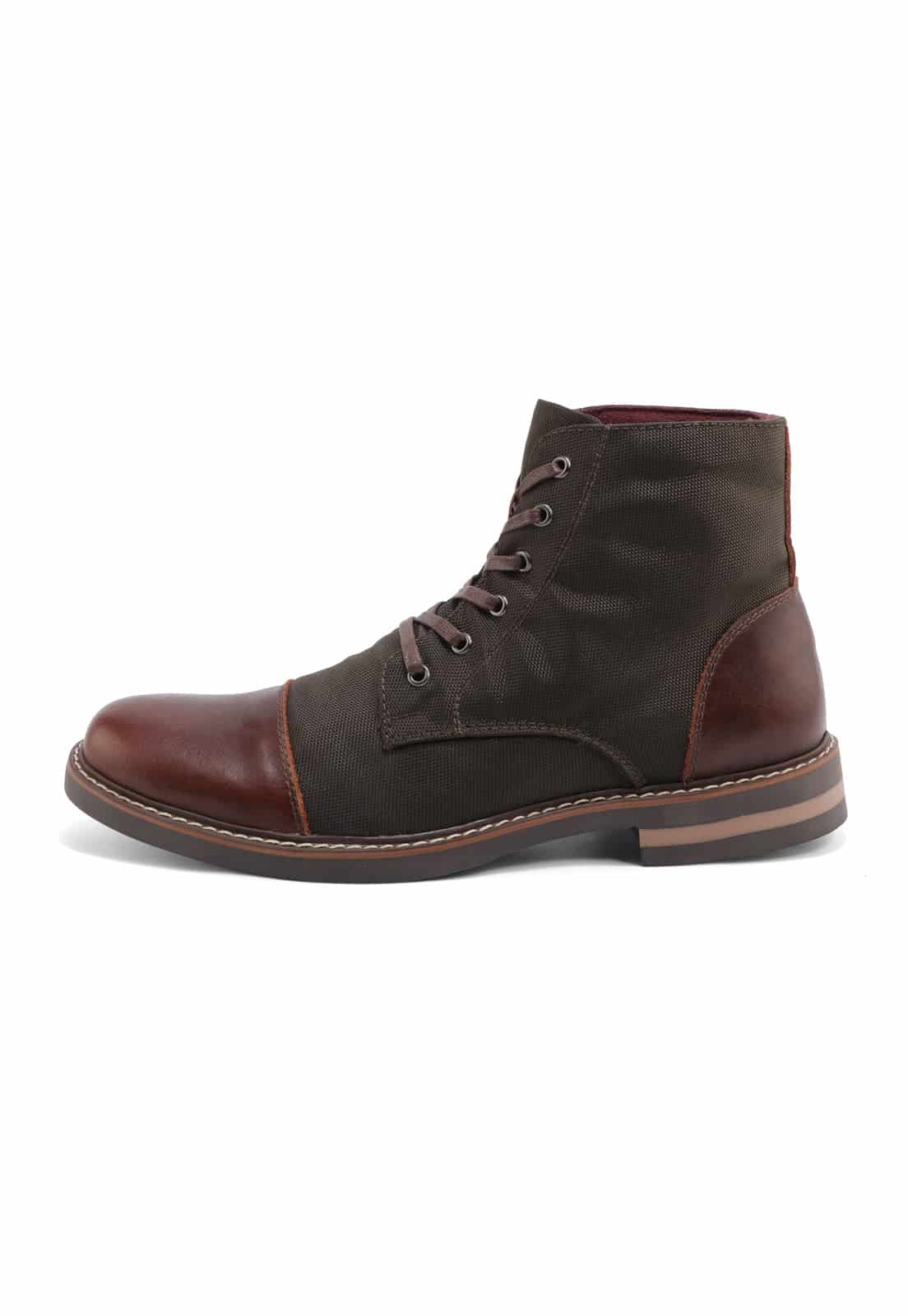 Botas cafés oscuro en lona y cuero. - miniatura 2