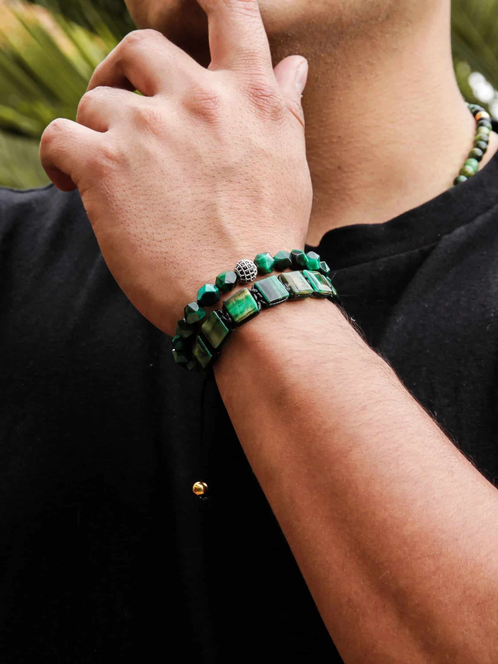 Brazalete Ojo de Tigre Verde Facetado 8mm - miniatura 4