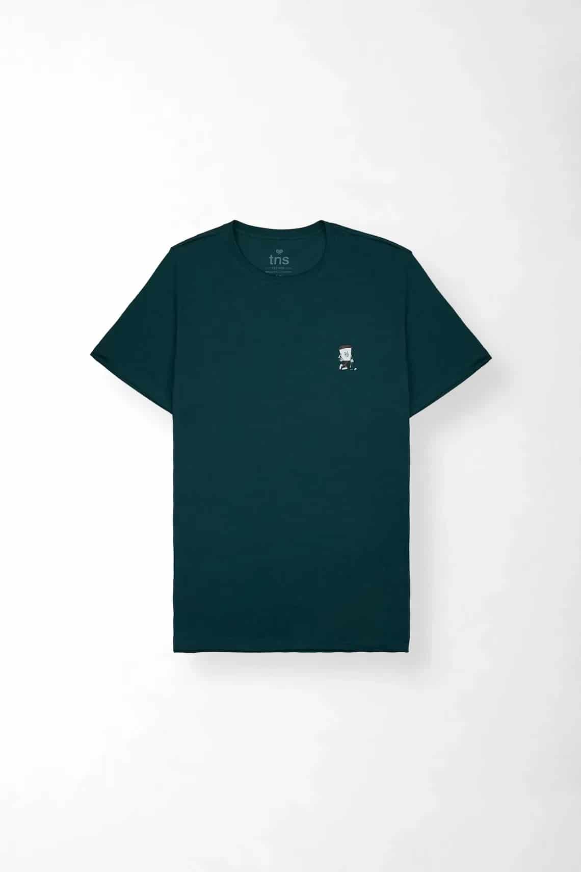 Camiseta gráfica regular fit con mini gráfico al pecho de algodón verde petróleo para hombre - miniatura 2