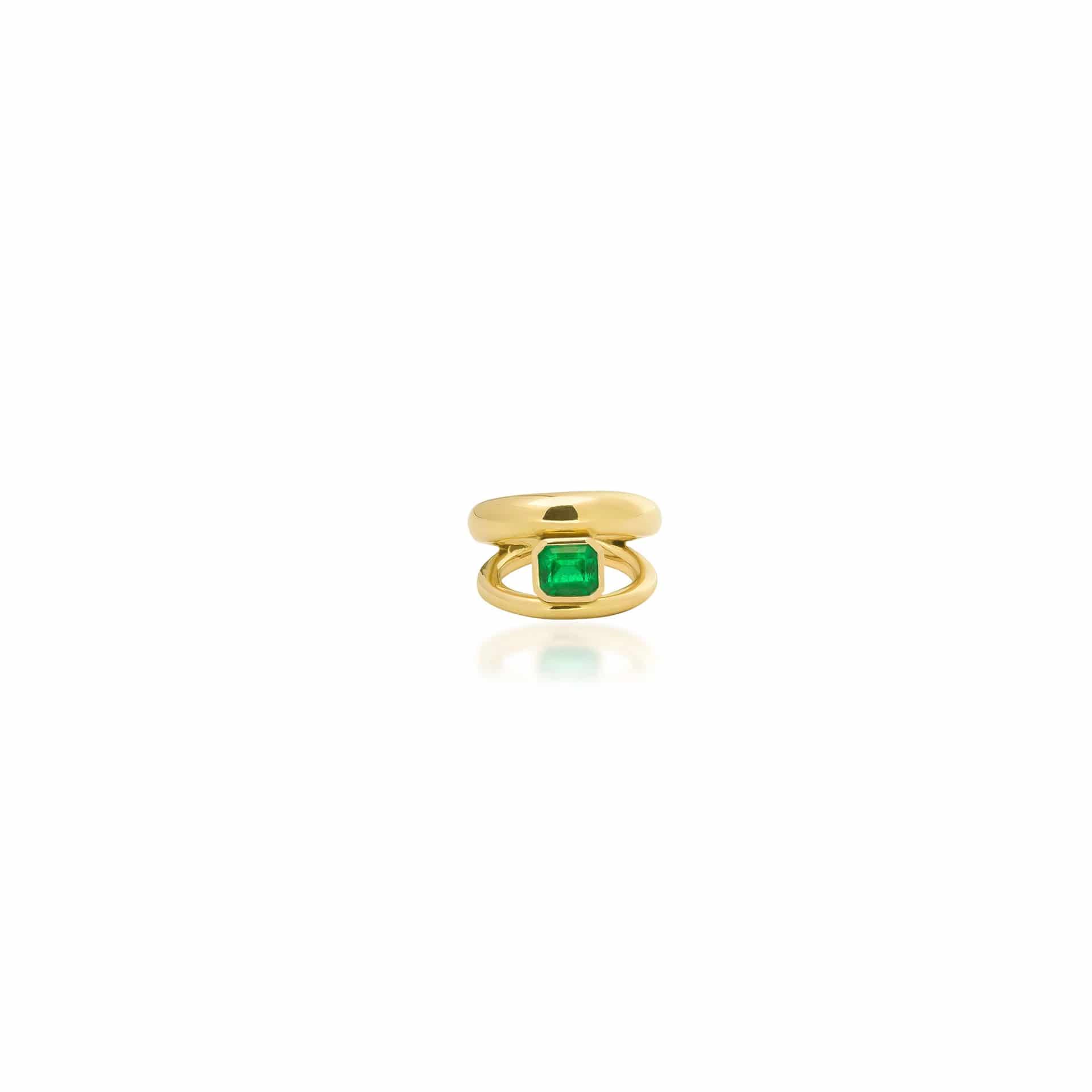 Anillo Doble Aro y Esmeralda - miniatura 1