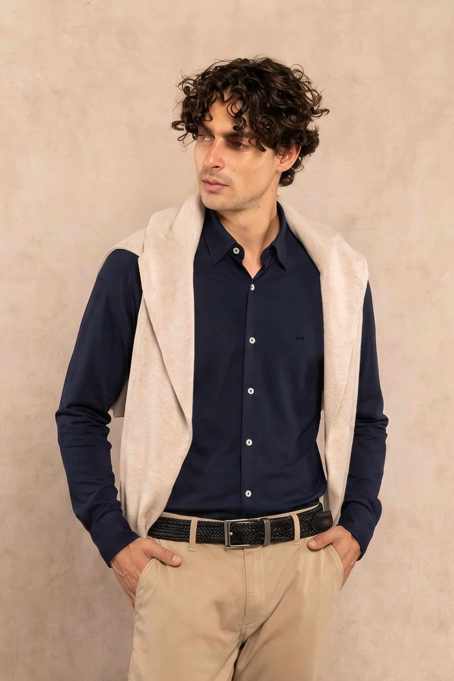 Camisa Performance Oxford Azul Oscuro - miniatura 1