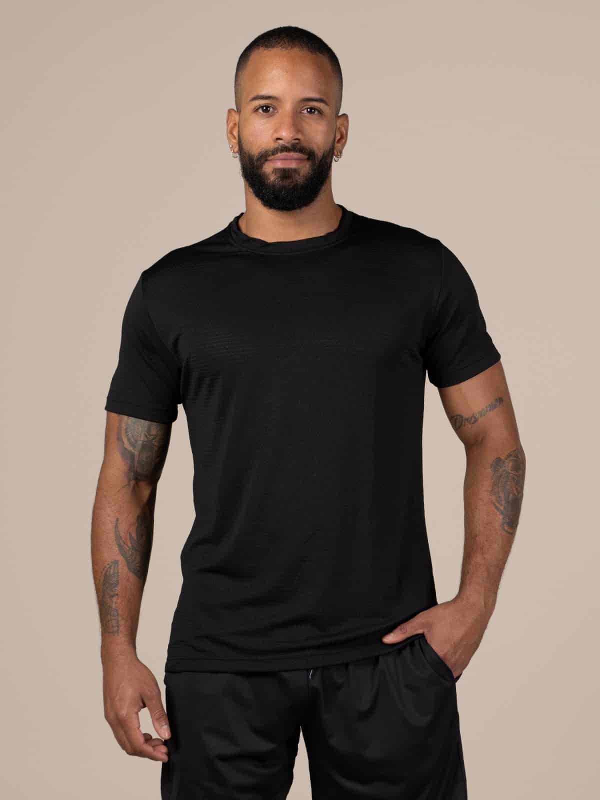 Camiseta panal hombre negra - miniatura 1