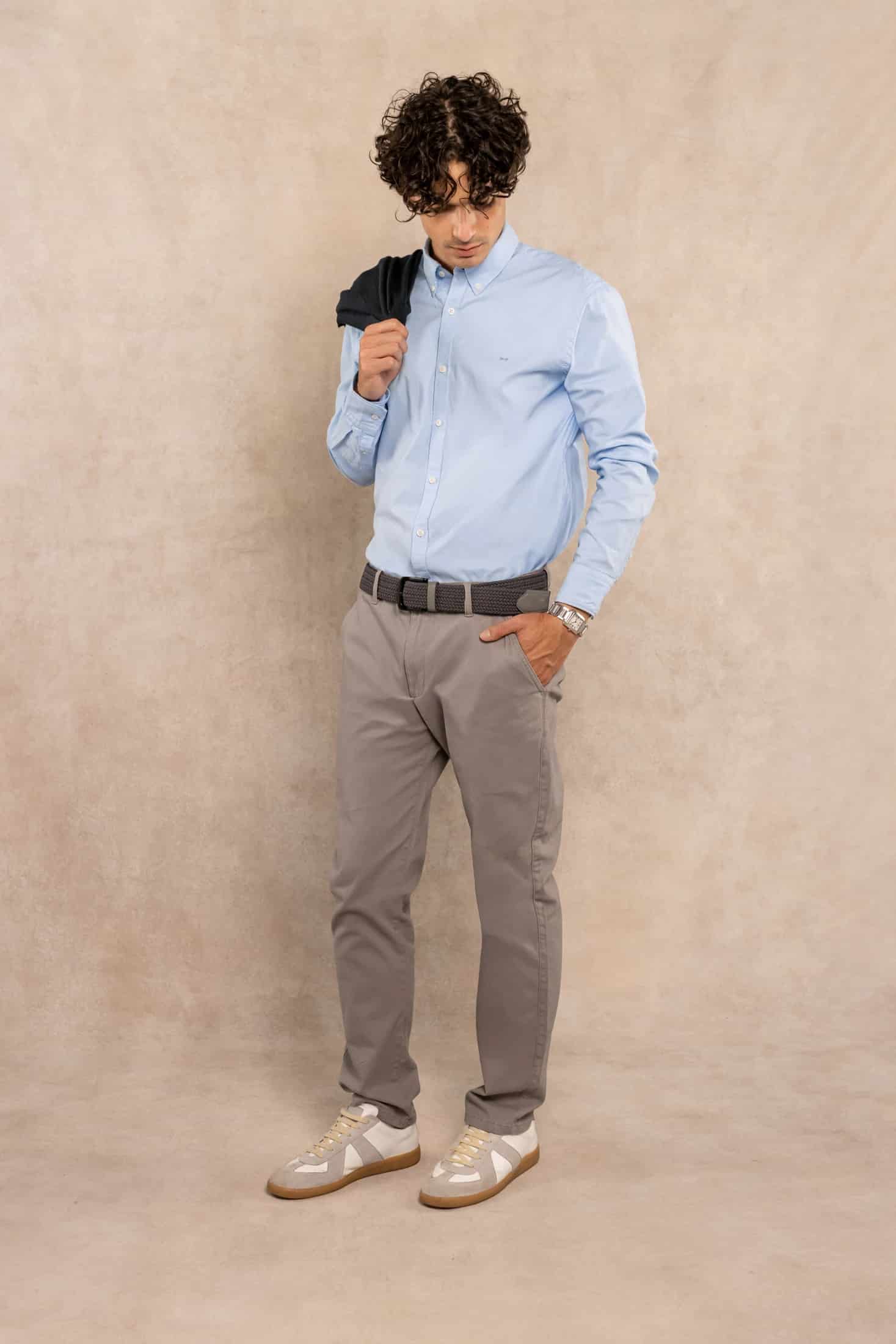 Camisa Antimanchas Oxford Han Blue Logo Contraste - miniatura 2