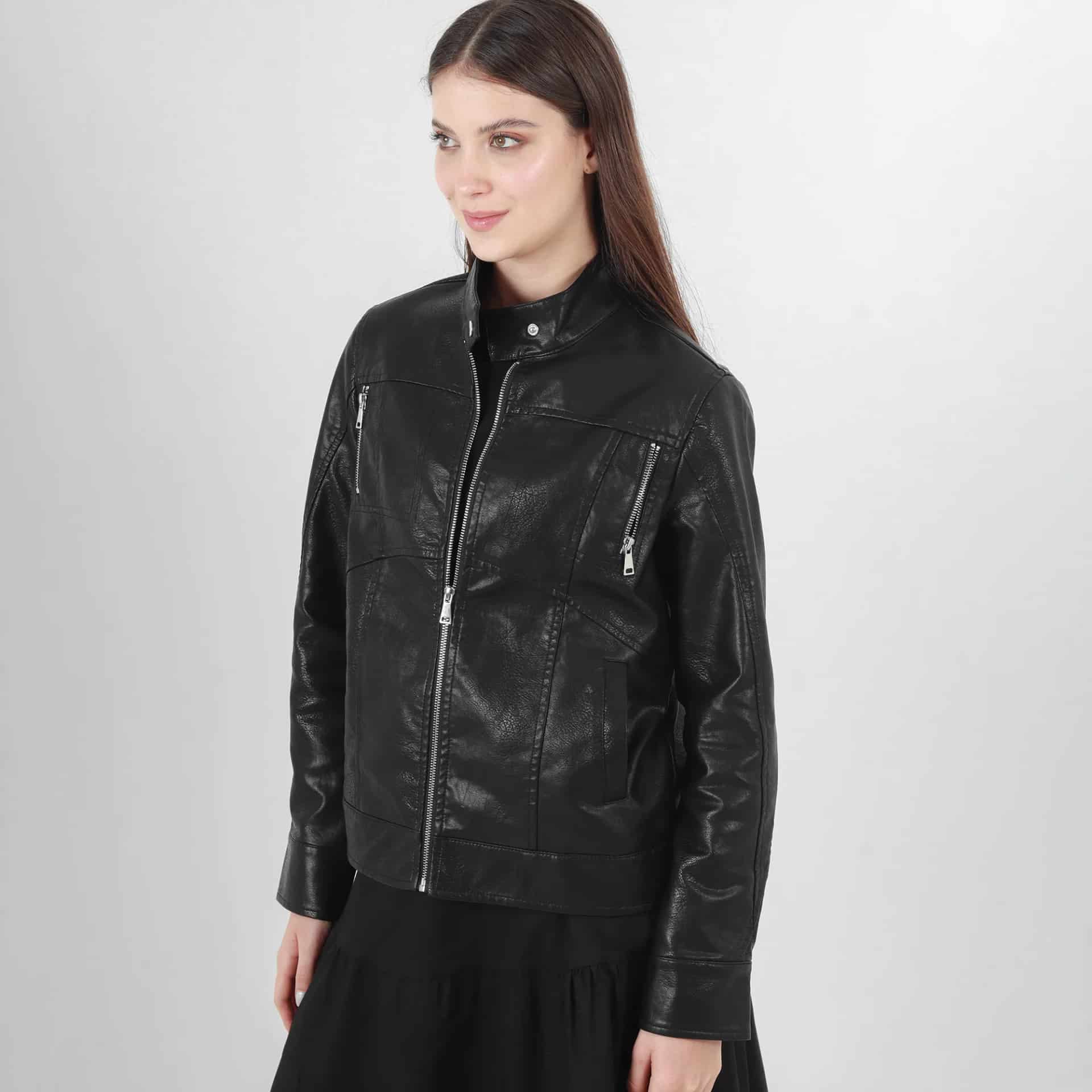 Chaqueta biker en cuero sintético - miniatura 2