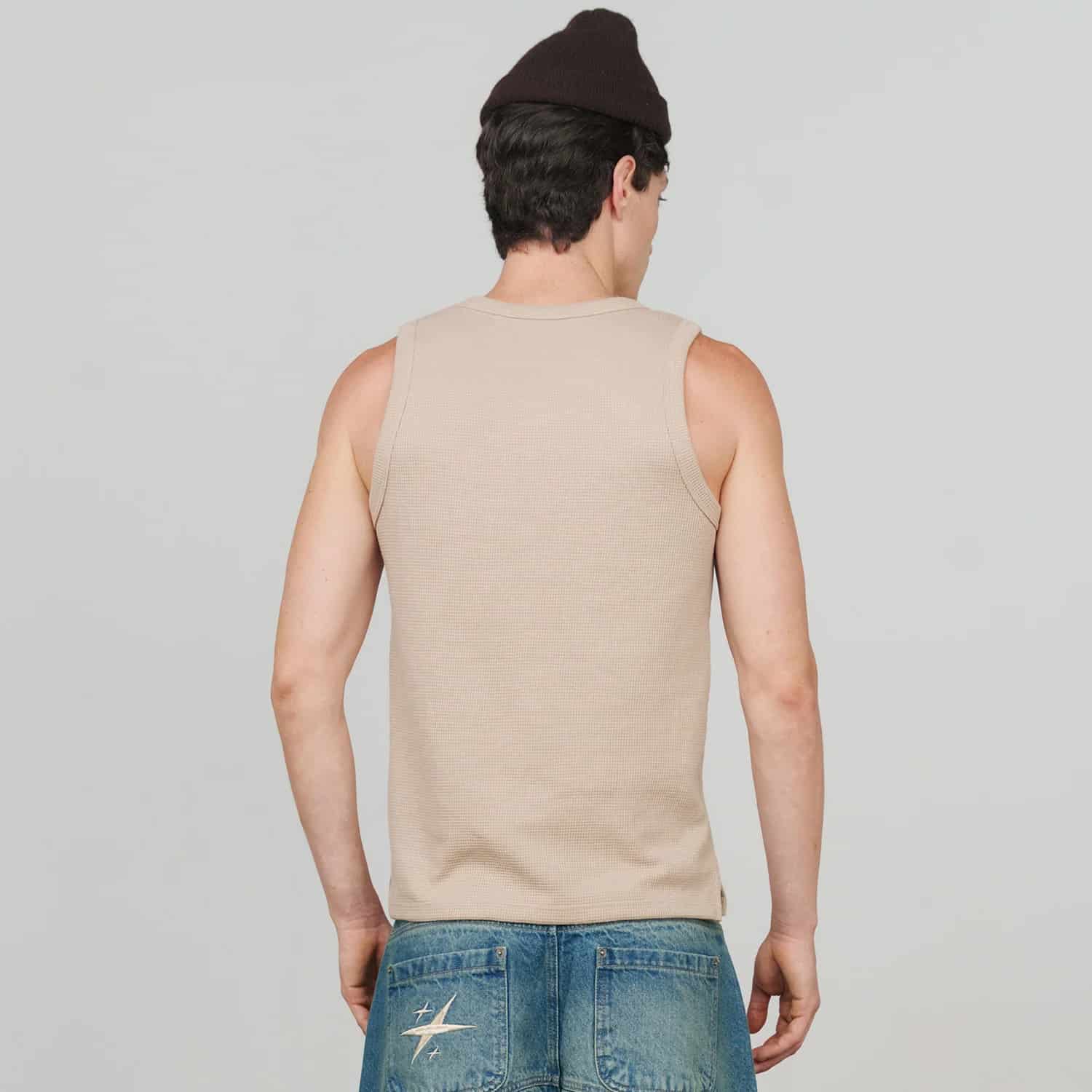 Textured Sleeveless T-Shirt - Sand - miniatura 7