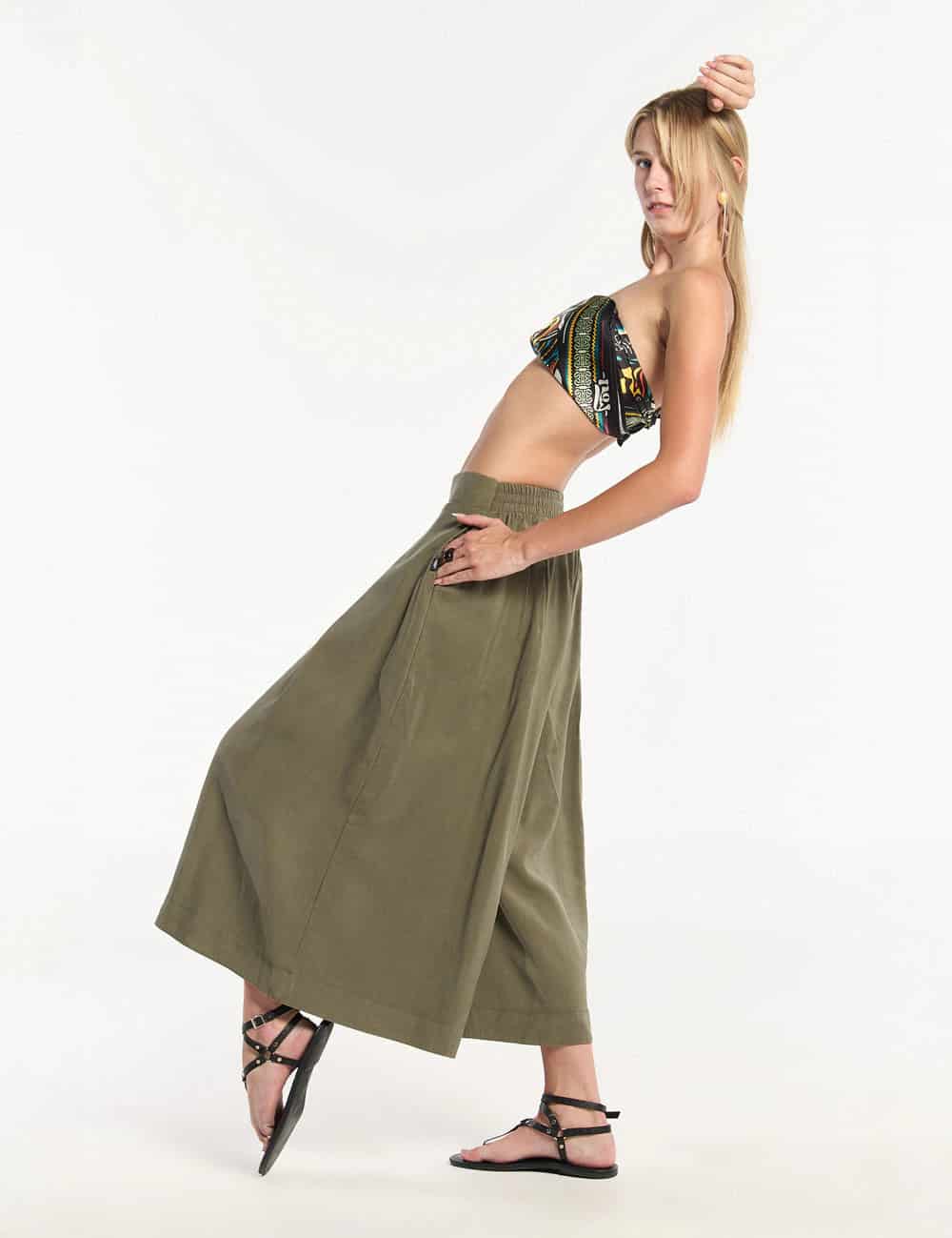Pantalón Culotte Femenino Sense Verde Militar - miniatura 1