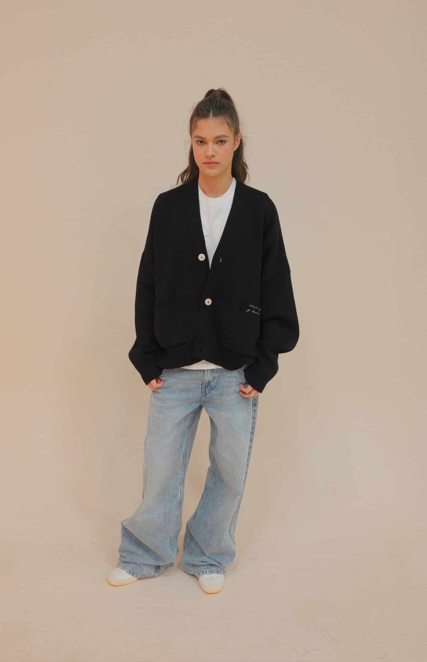 SIGNATURE CARDIGAN BLACK - miniatura 3