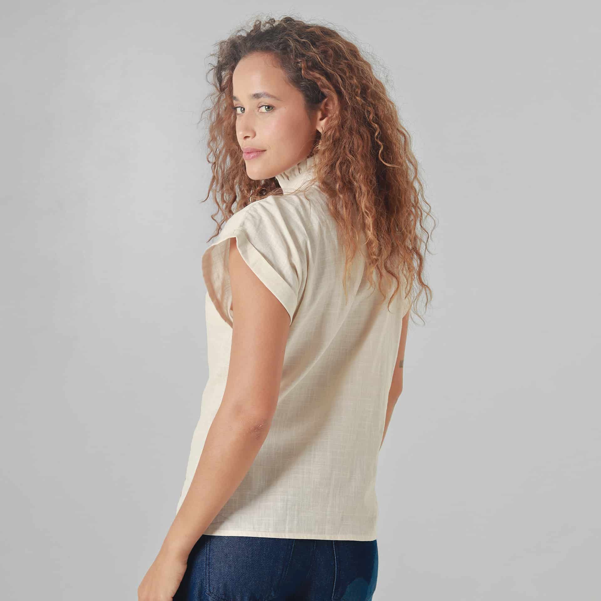 Blusa Cuello Camisero Manga Corta - miniatura 4