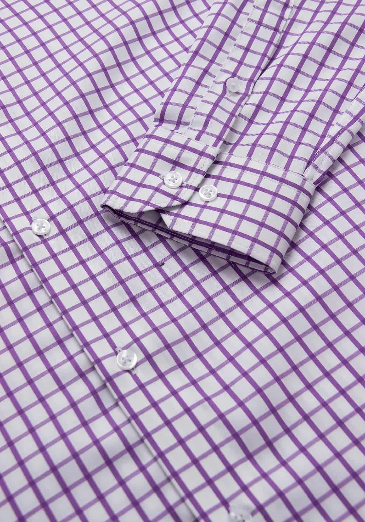Camisa Sarga Cuadro Ventana Algodón Lila - miniatura 3