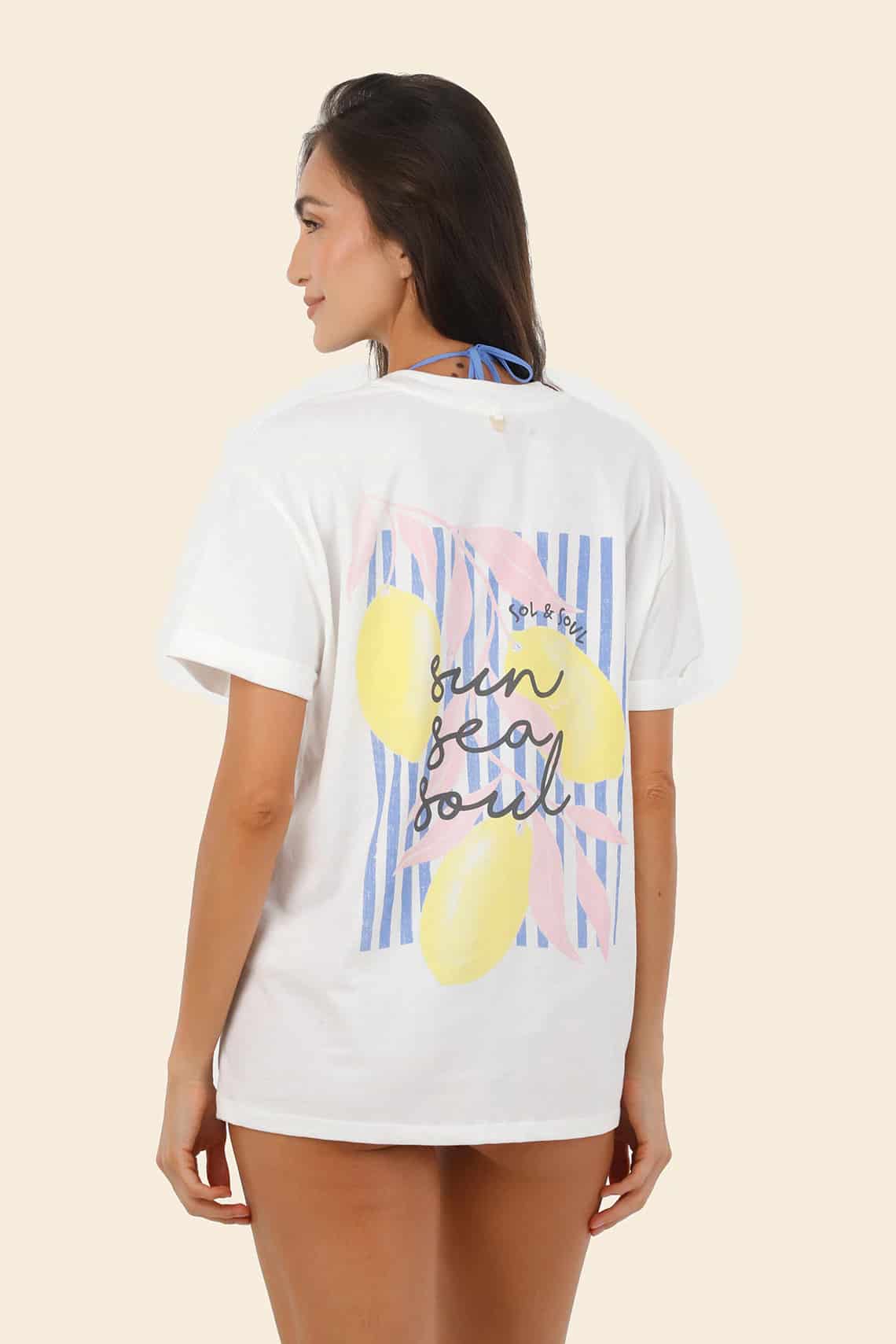 Zebra Line Blue Overzise T Shirt - miniatura 3