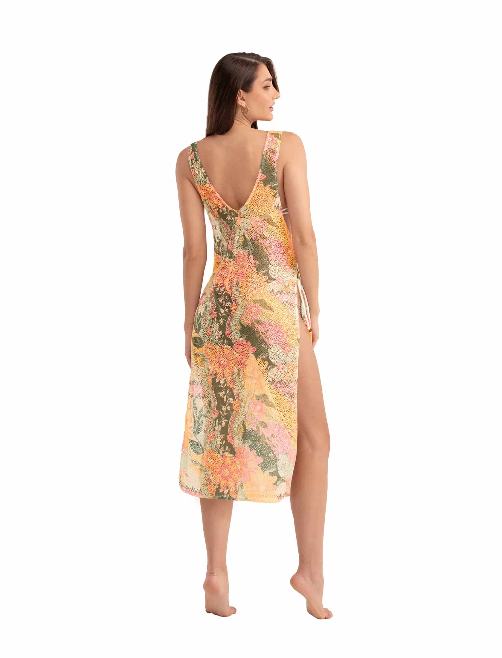 SALIDA DE BAÑO VESTIDO 47535 - EN MALLA ESTAMPADA - miniatura 4