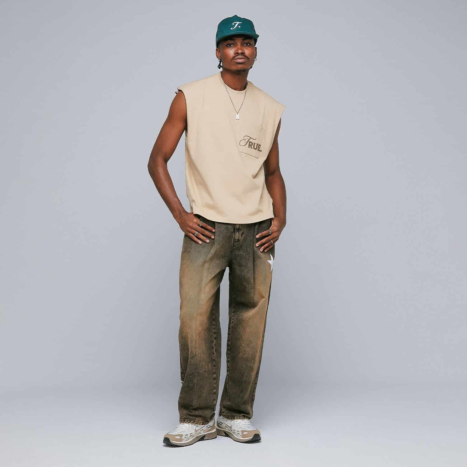 Lounge Printed Denim Pants - Brown - miniatura 3