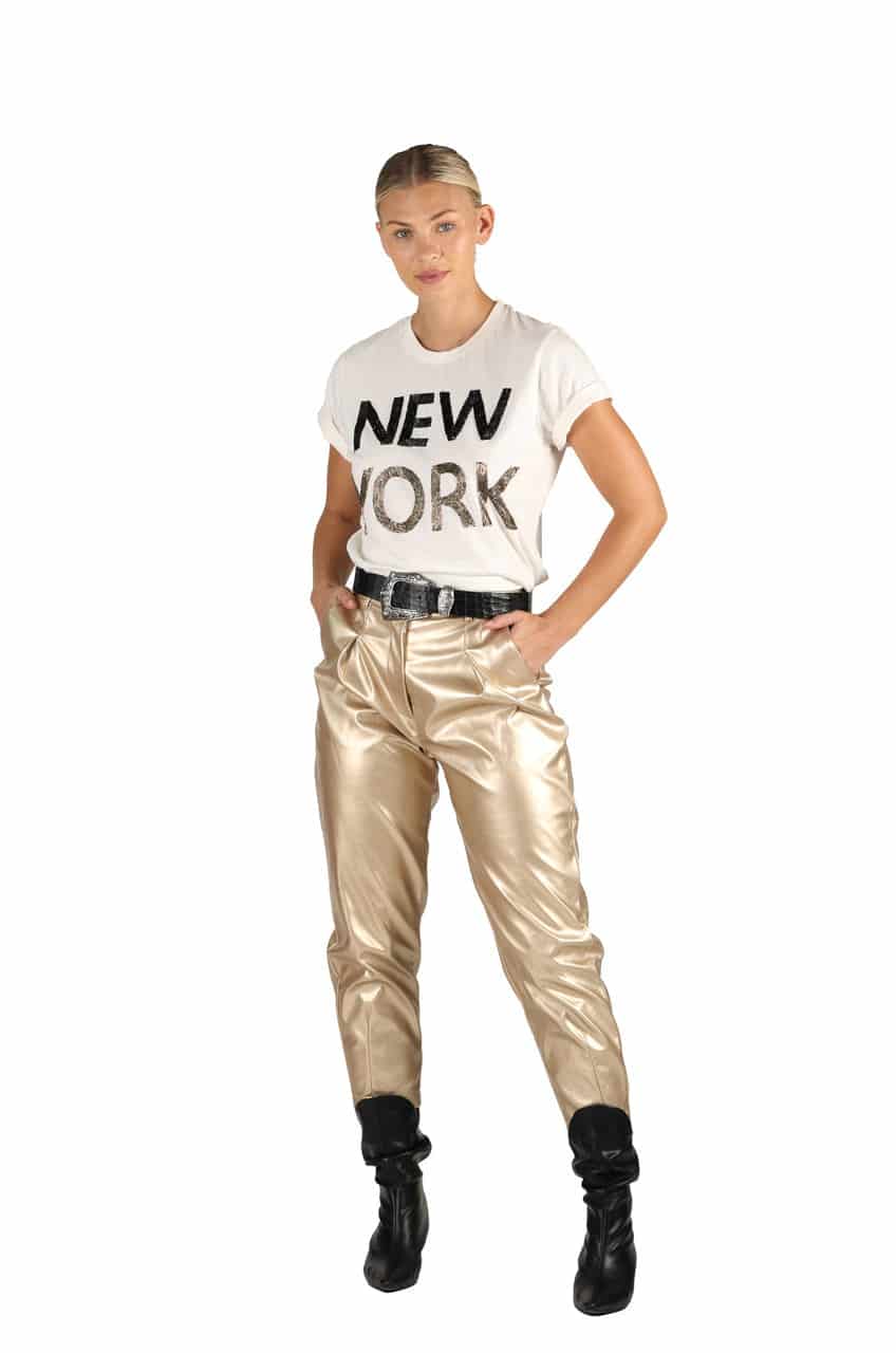 PANTALON LEATHER BAGGY GOLD - miniatura 1