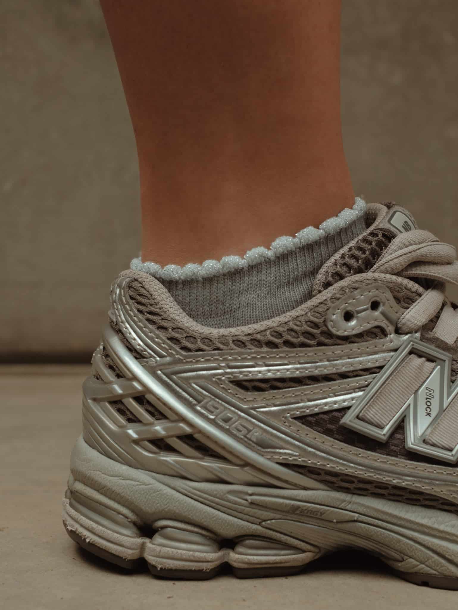 WAVE ANKLE SOCKS - SHINY GRAY - miniatura 16