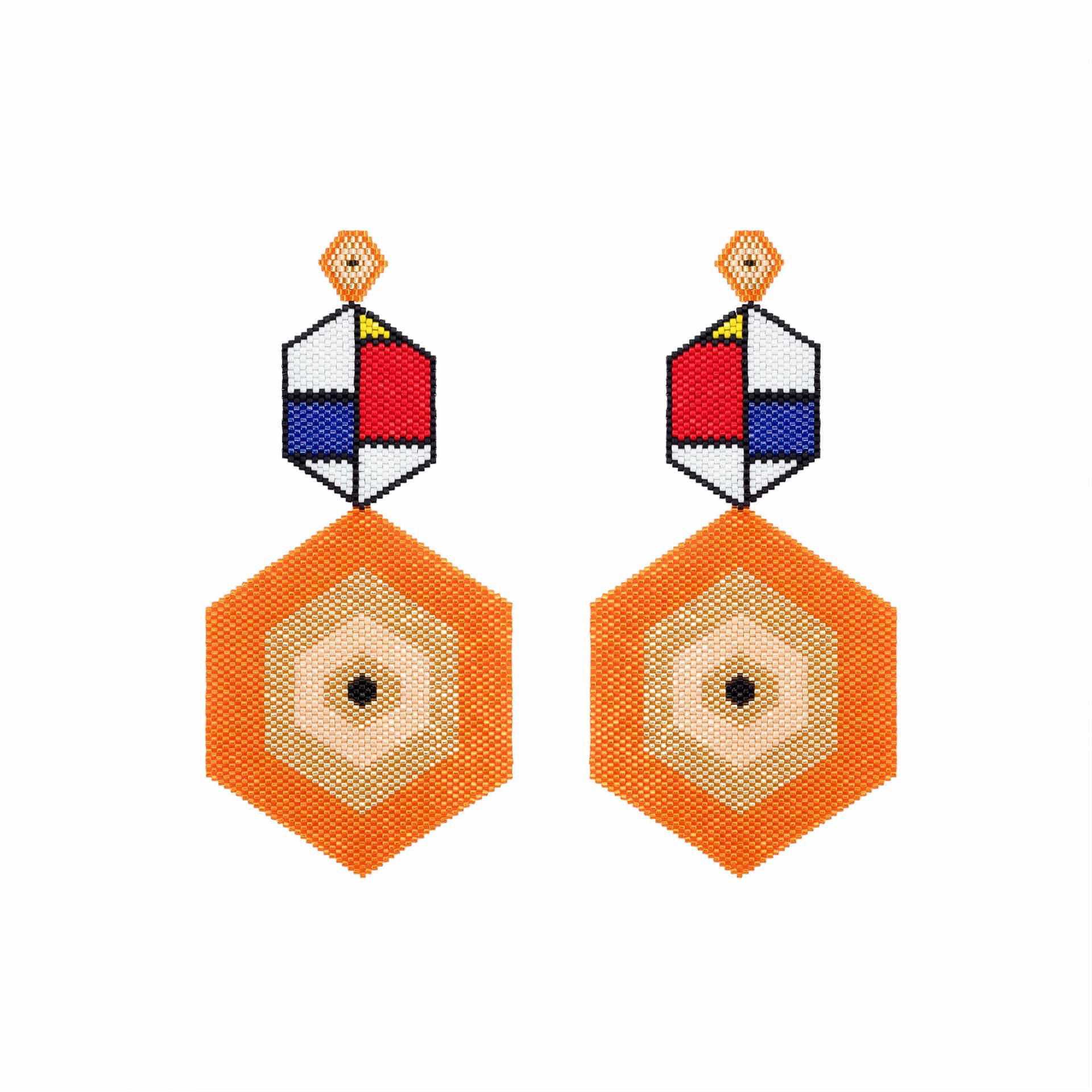 Aretes King Horus Mondrian Naranja - miniatura 1