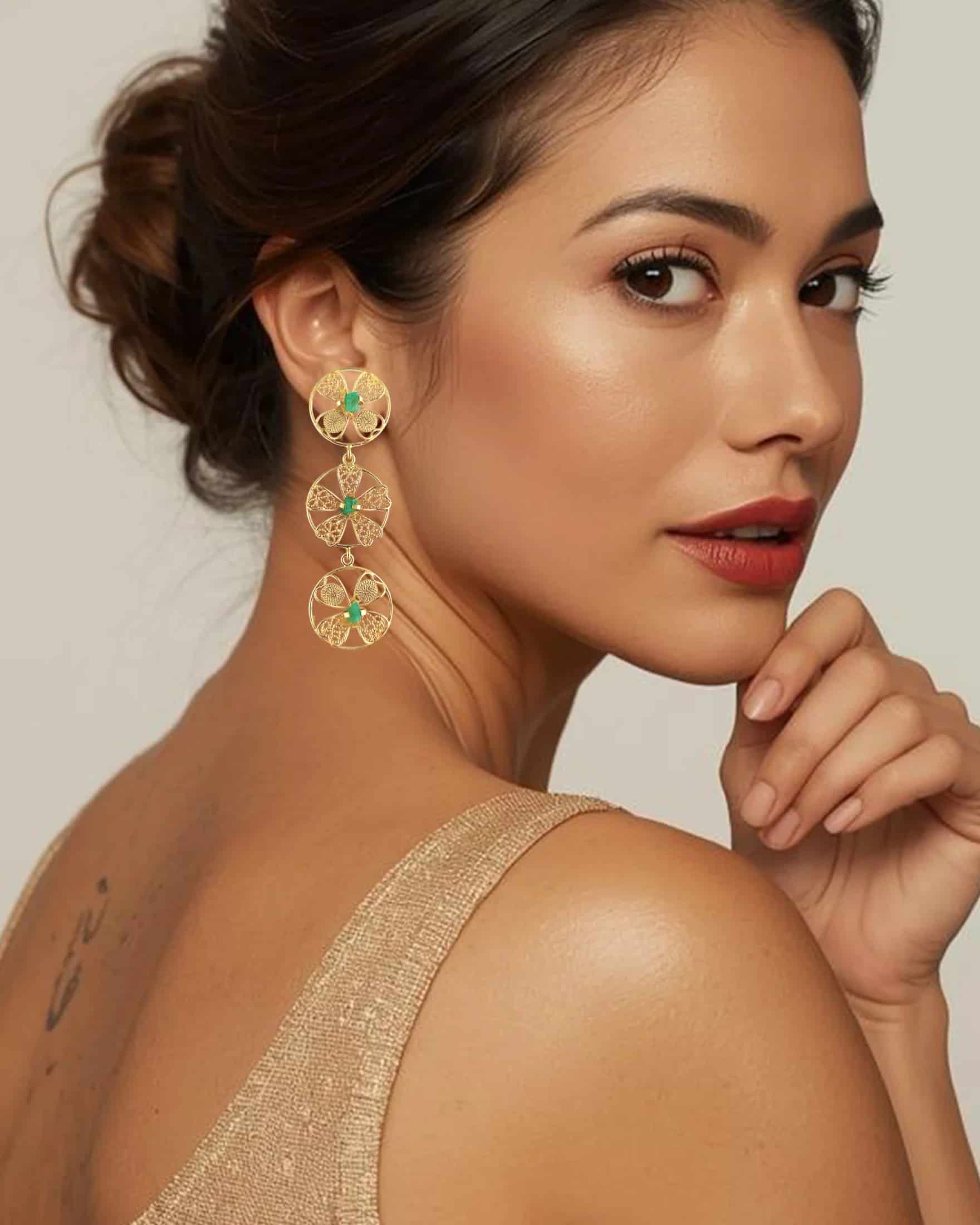 Aretes tripe circulo en filigrana Celina - miniatura 2