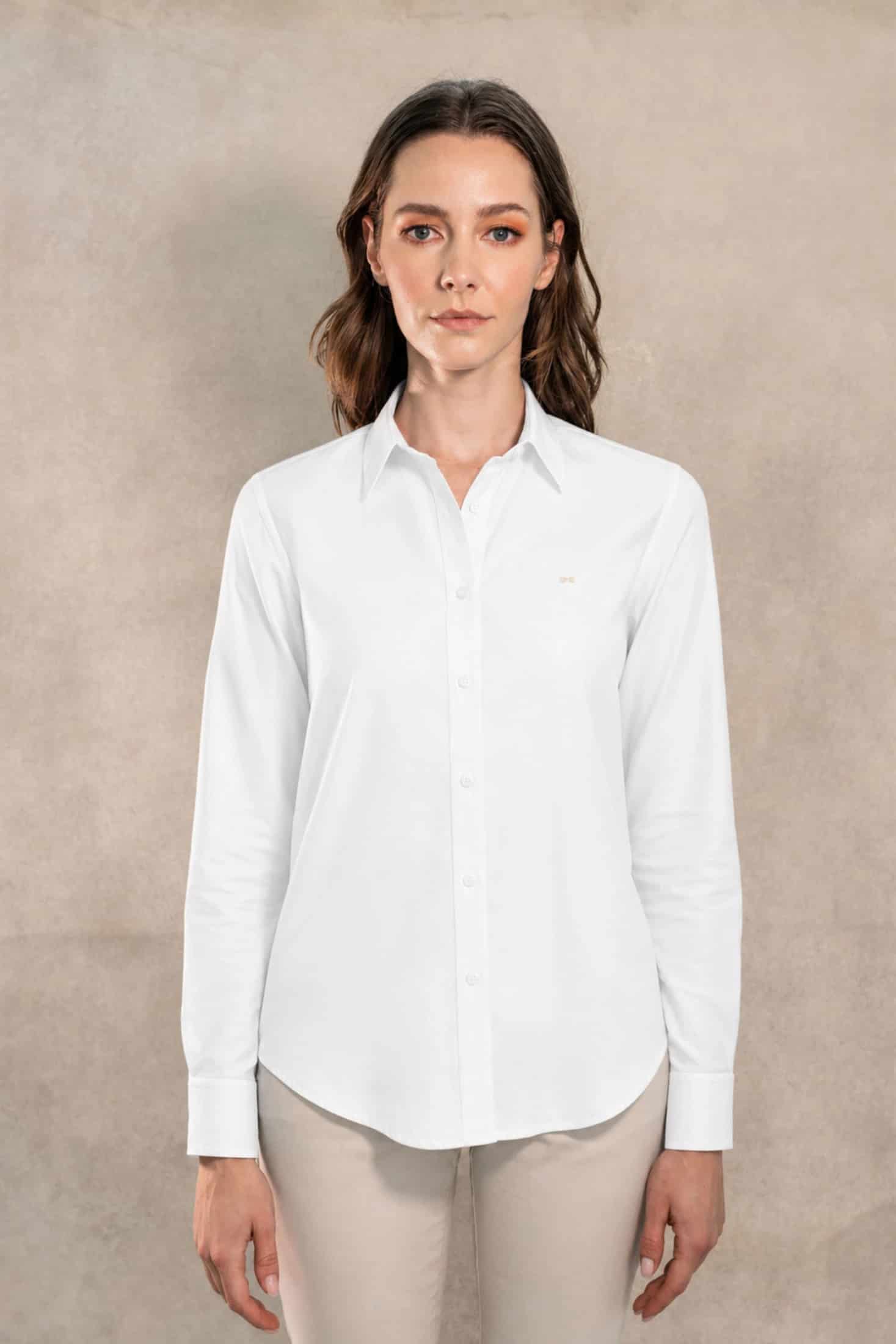Camisa Antimanchas Oxford de Mujer Blanco - miniatura 1