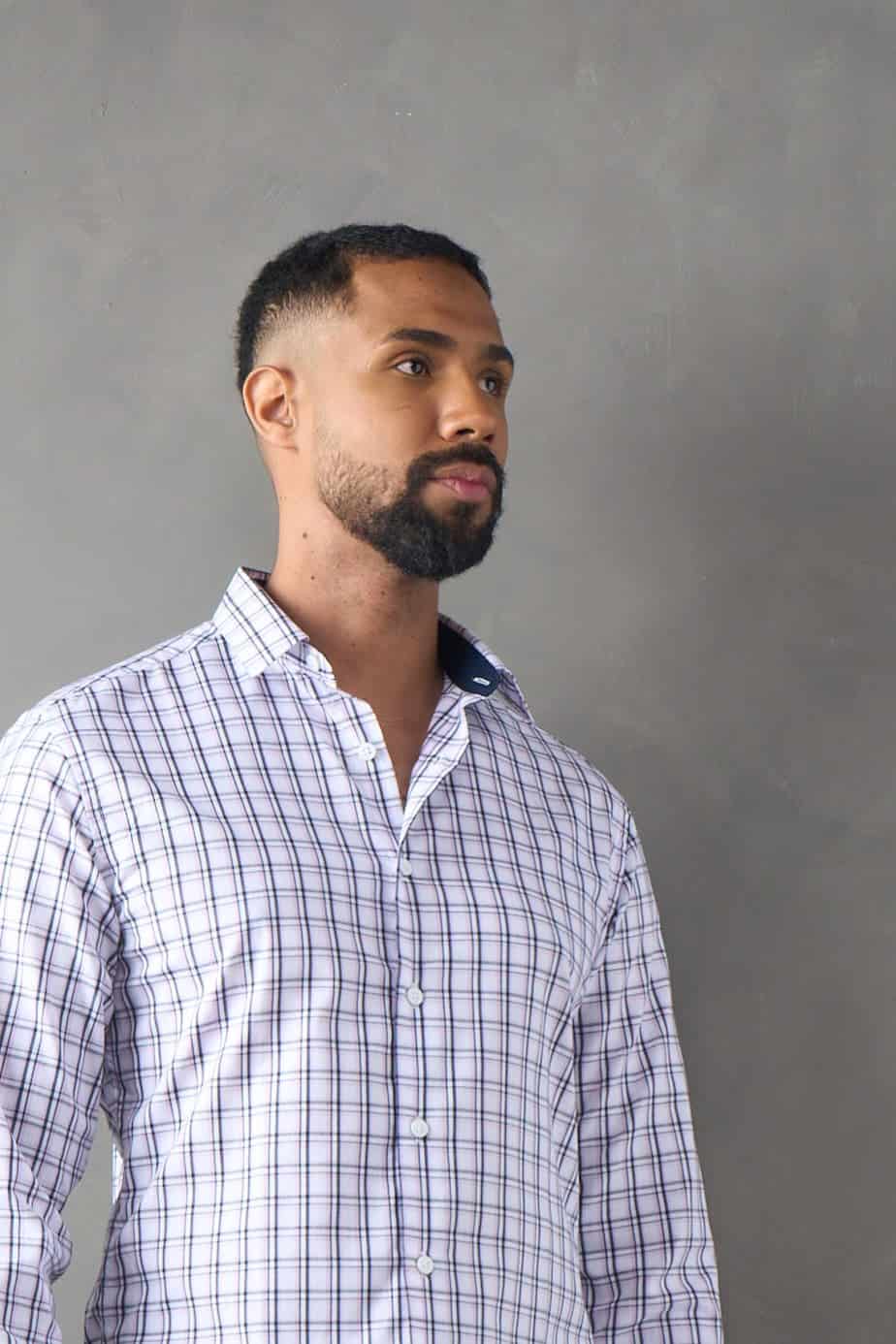Camisa slim fit rosado a cuadros - miniatura 3