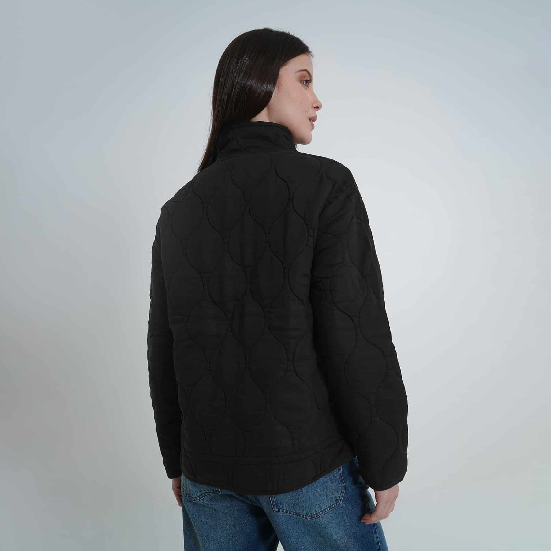 Chaqueta acolchada manga larga cuello alto con bolsillos de parche - miniatura 12
