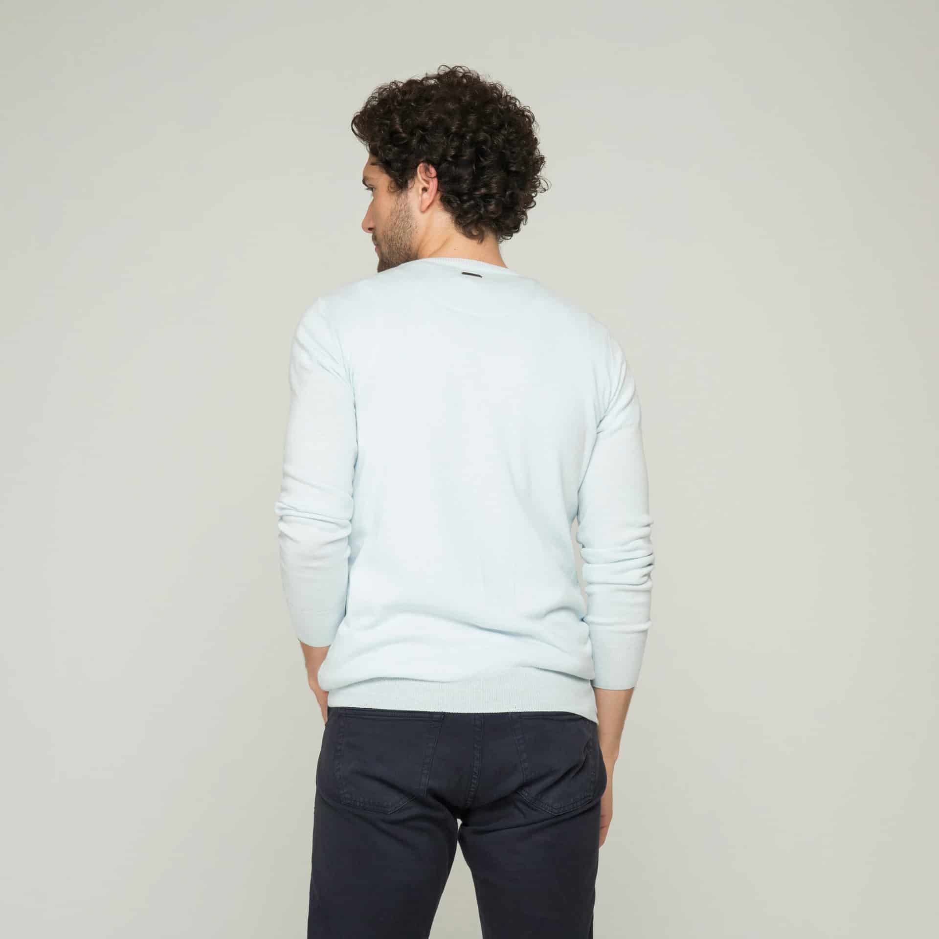 Saco Cuello Redondo Algodón Azul Cielo - miniatura 5