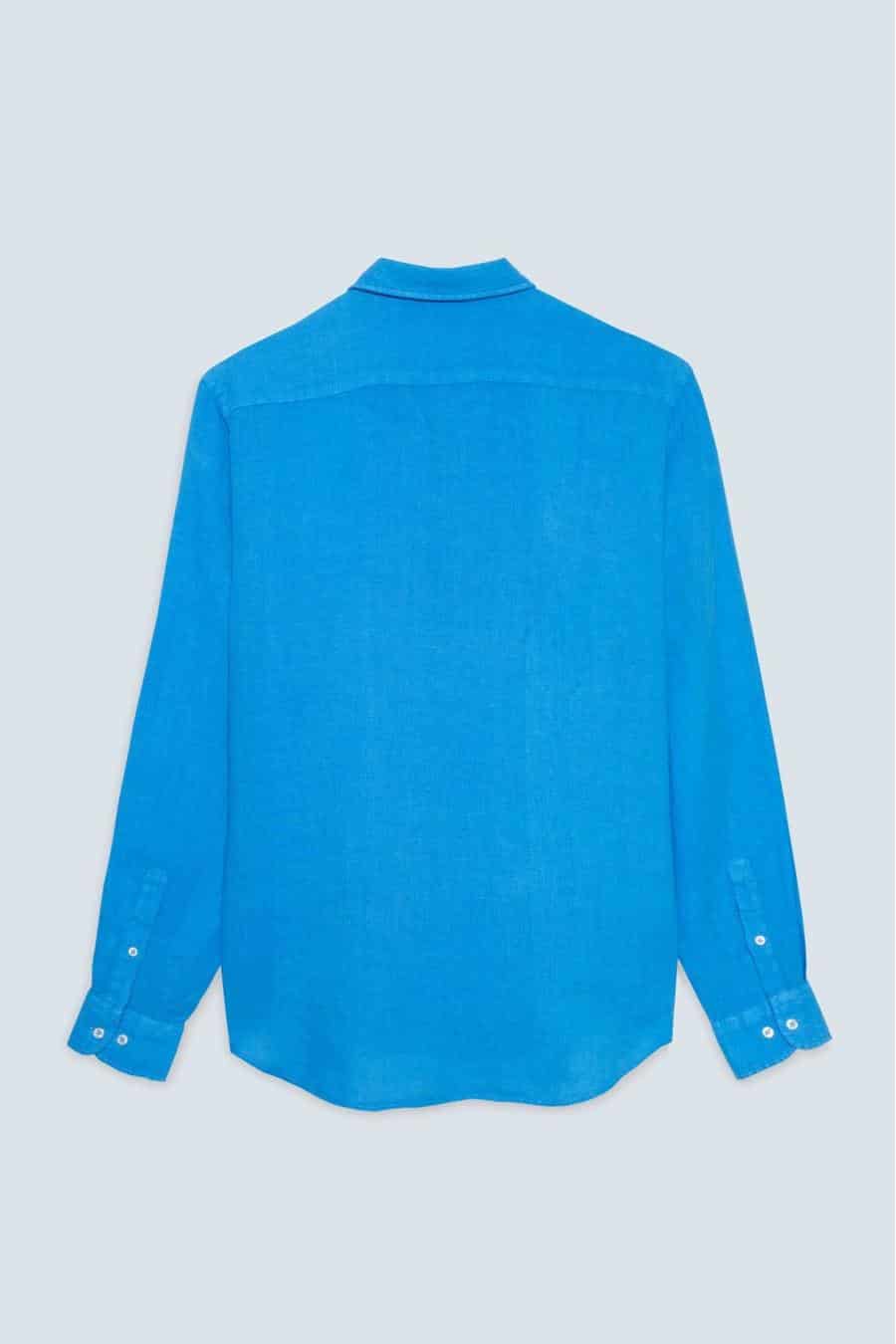 Men's linen shirt electric blue - miniatura 2
