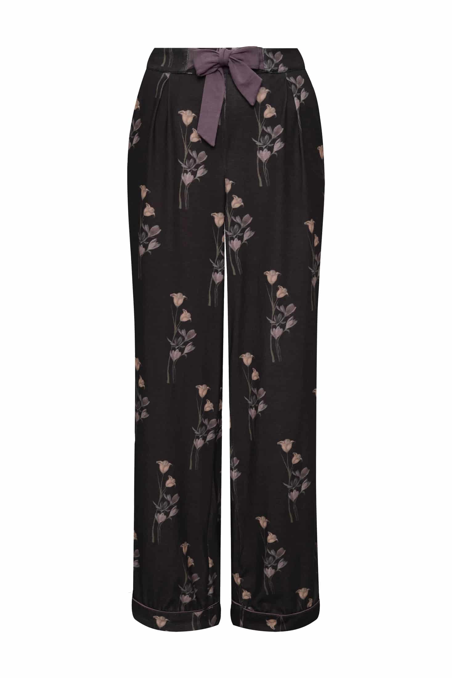 PIJAMA MANGA CORTA + PANT FLORES BLACK - miniatura 2