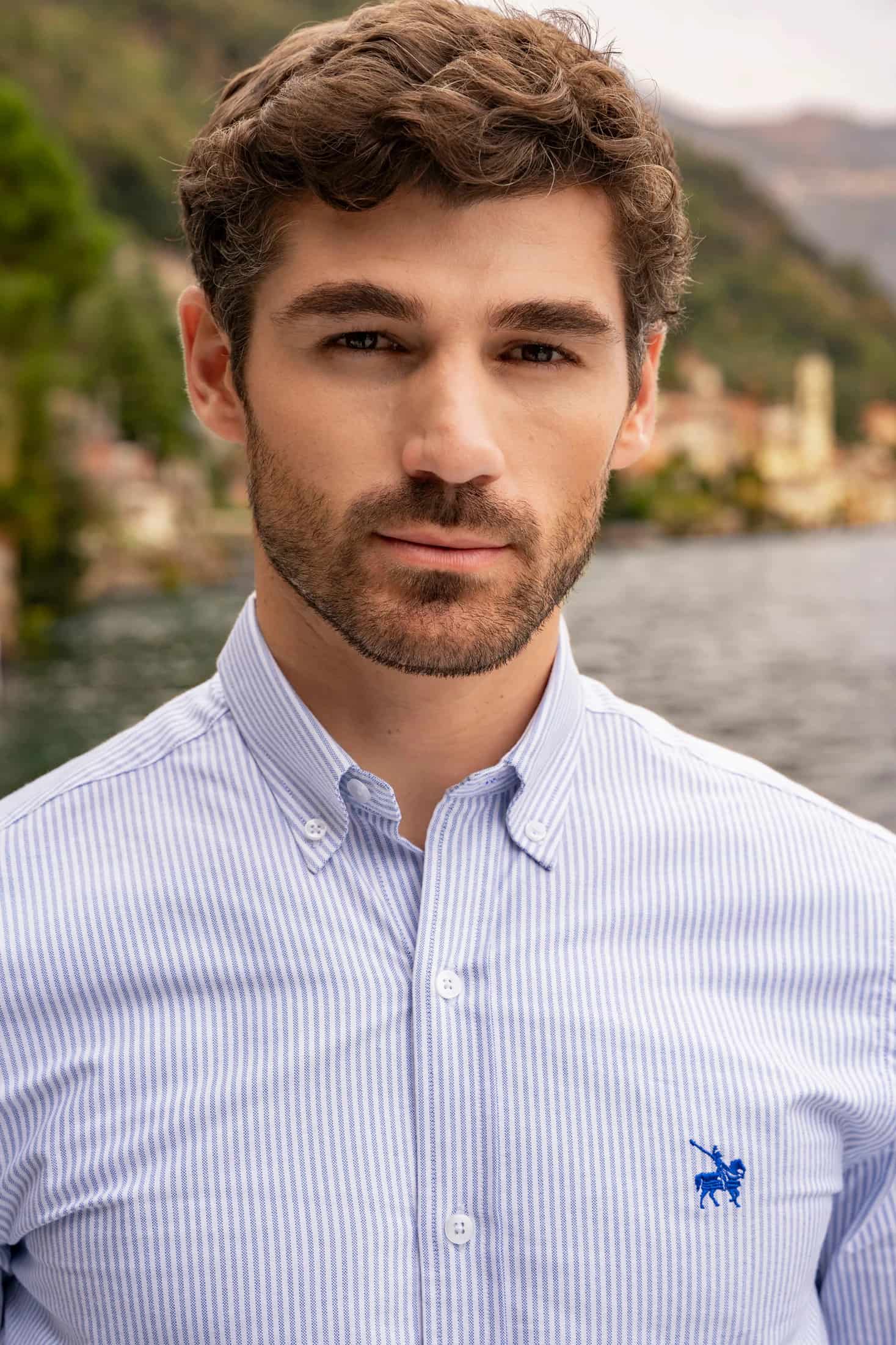 Camisa Oxford Rayas Torino Hombre Azul Claro - miniatura 1