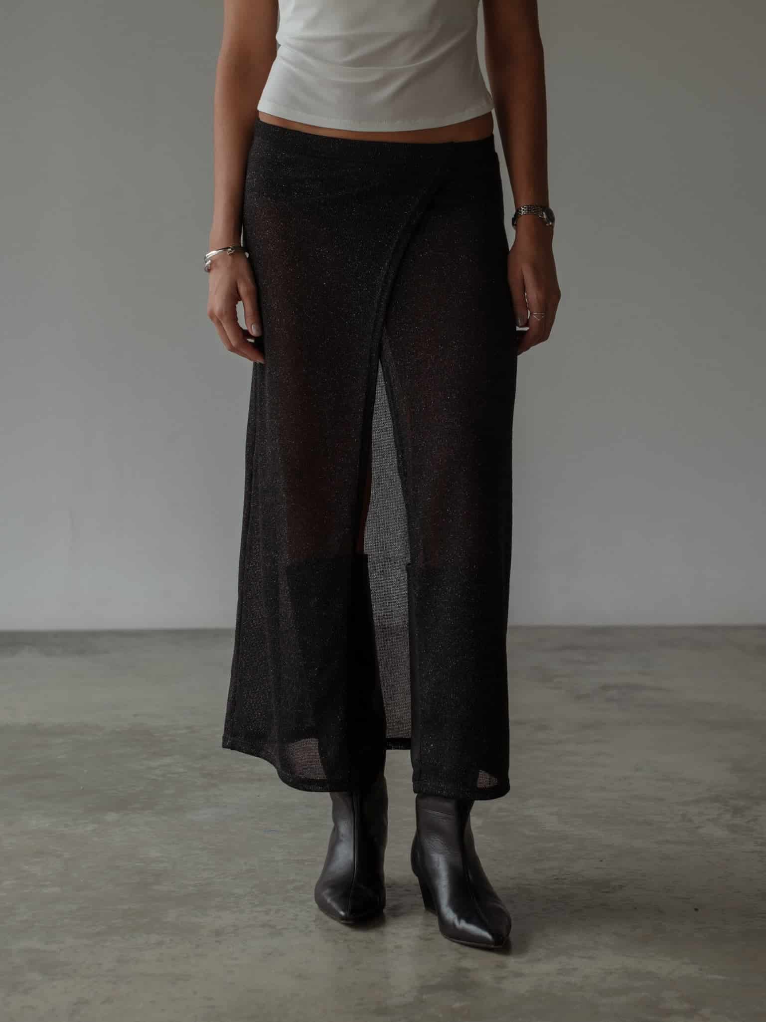 OVER LONG SKIRT - GLOSSY BLACK - miniatura 8