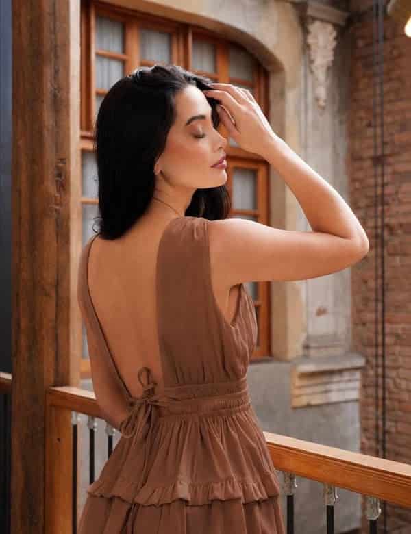 Vestido Carmenza Cafe - miniatura 2