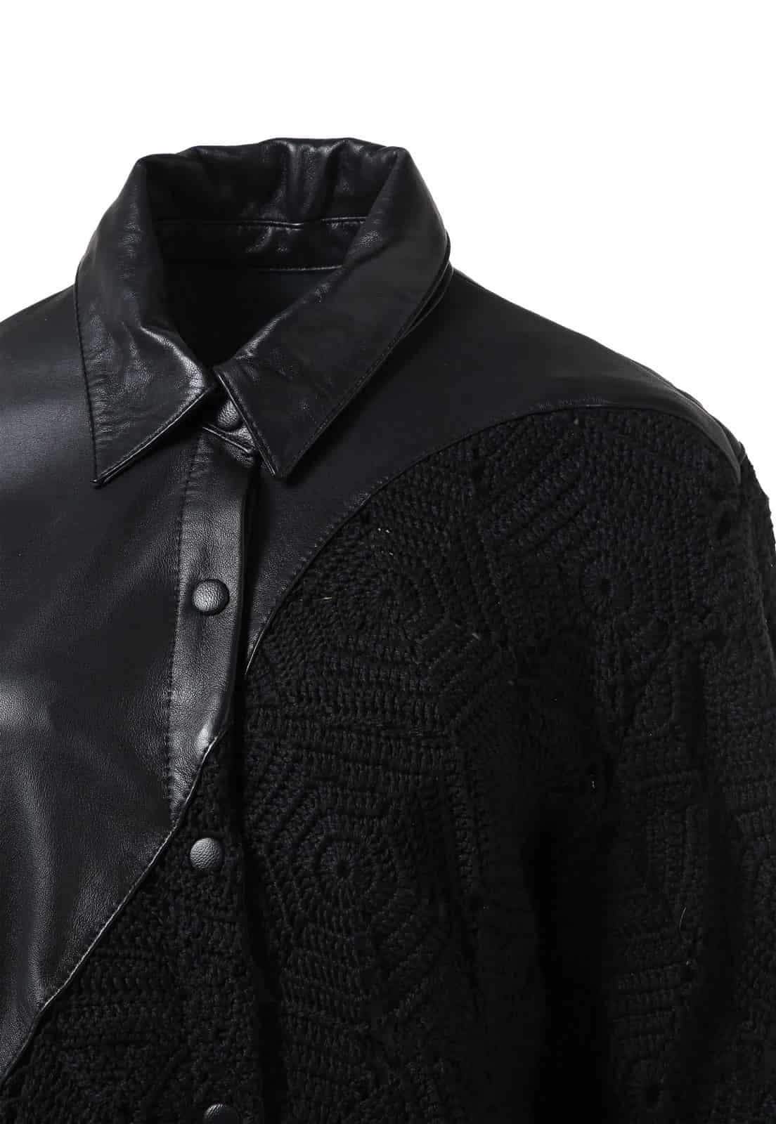 WAVY CROCHET LEATHER SHIRT DRESS - miniatura 6