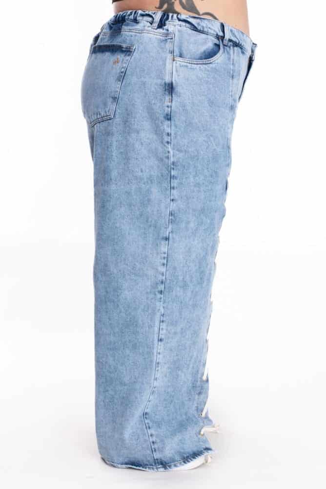 Jean Bota Ancha Azul Medio Ojaletes 417 - miniatura 5