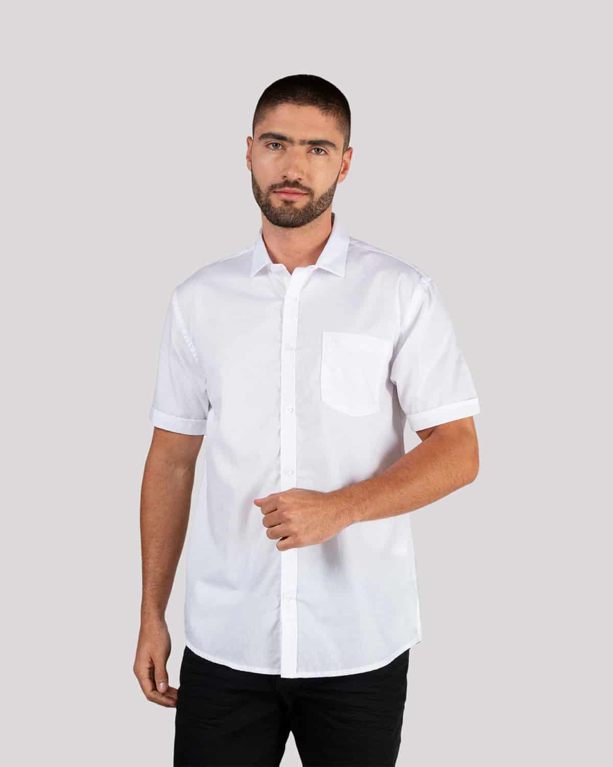 Camisa blanca manga corta para hombre - miniatura 2