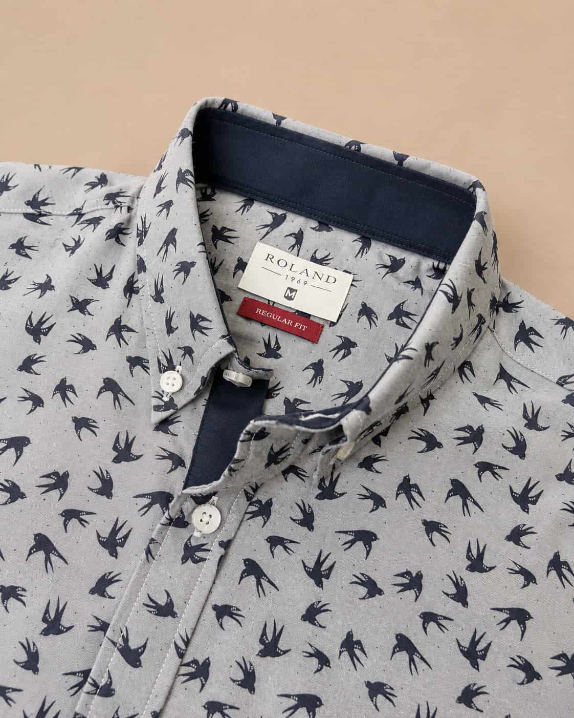 Camisa manga corta con mini prints gris claro - miniatura 3