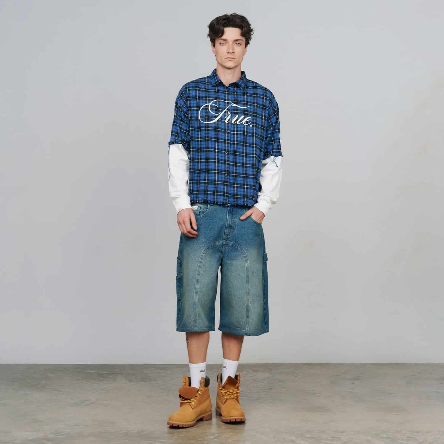 Slashed Denim Jorts - Blue - miniatura 4