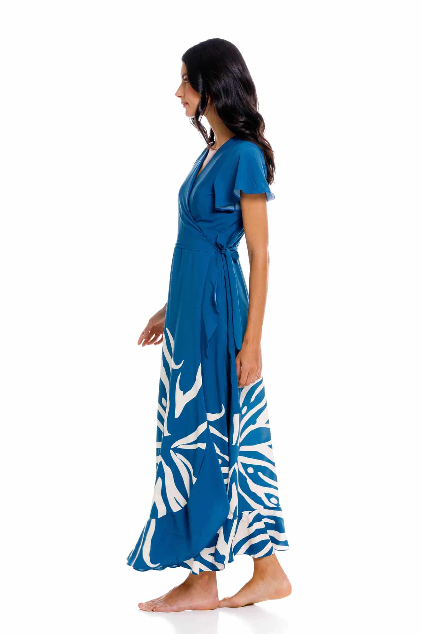 Vestido Largo Seis Boleros Coral Azul - miniatura 6