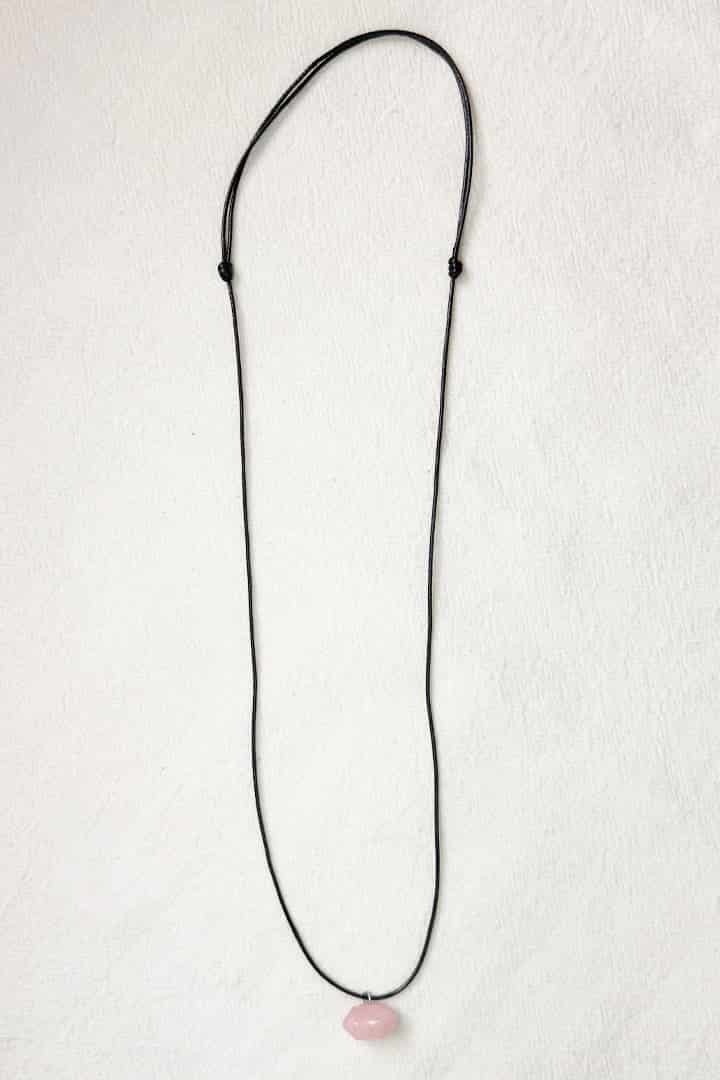 Collar cuerda cuarzo rosa hexágono - miniatura 4