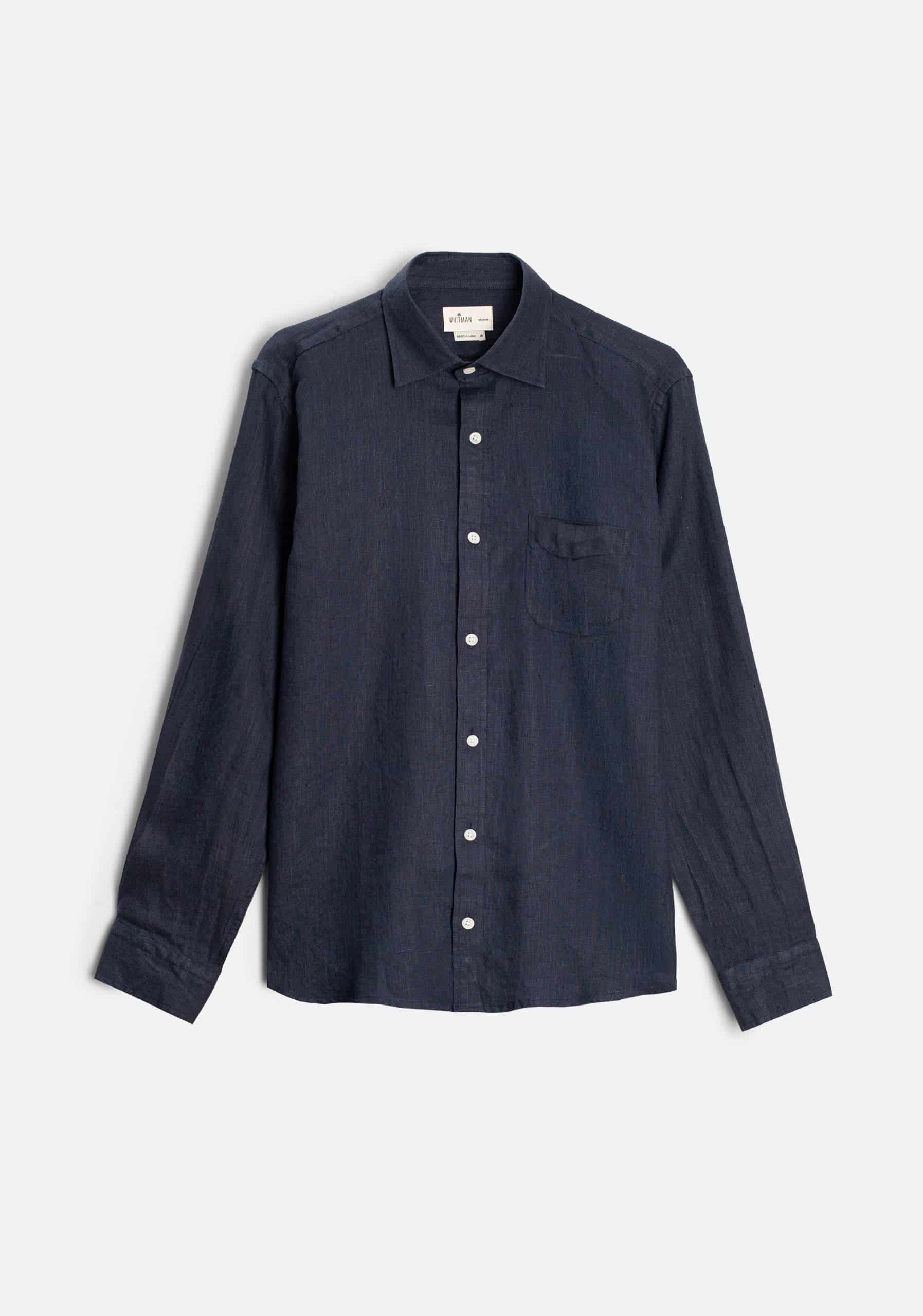 Camisa H CI Lino Azul Osc - miniatura 1