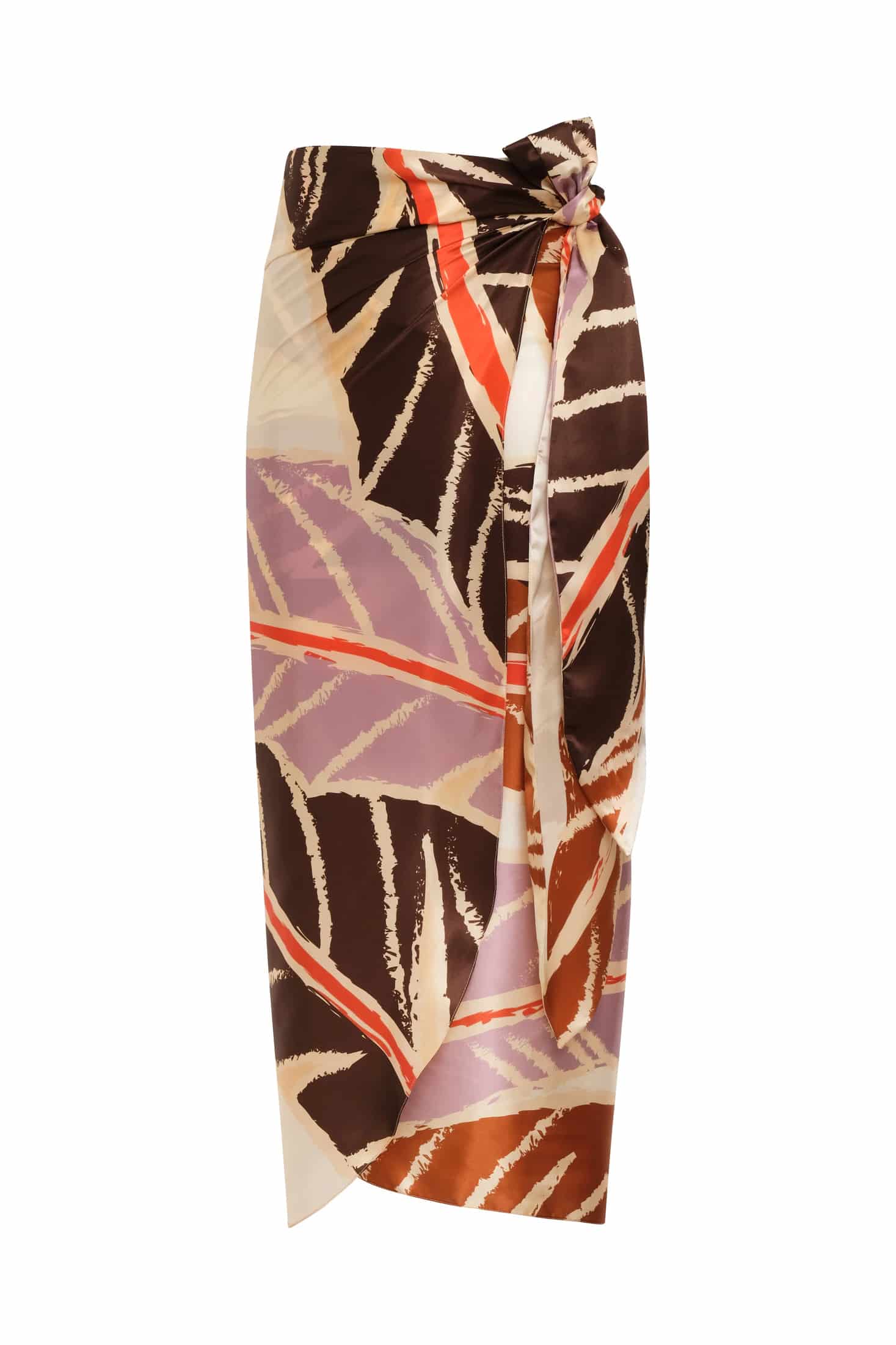 Mapara Satin Silk Skirt / Lilac Platanera Leaves - miniatura 1
