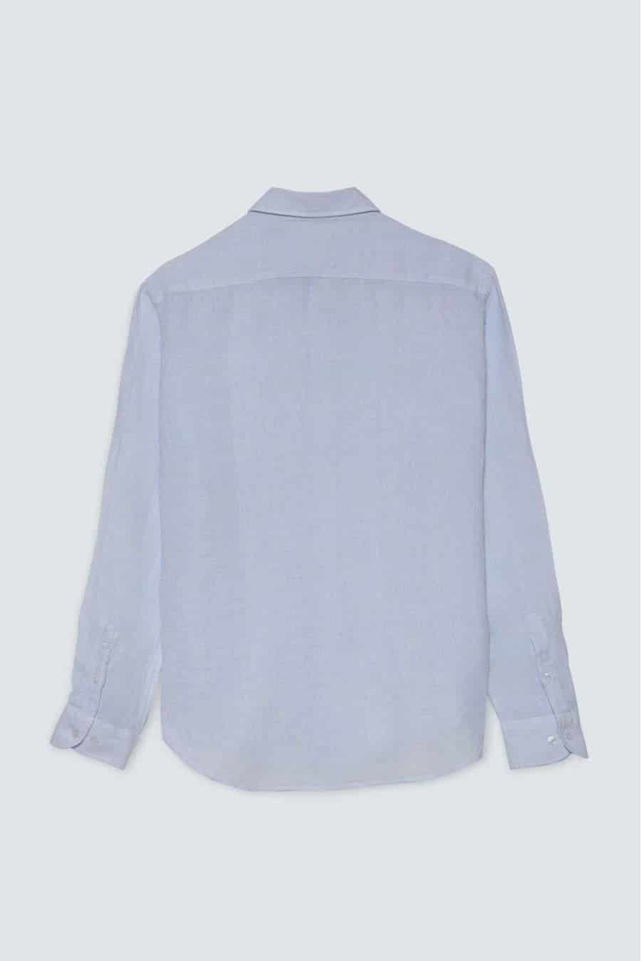 Men's linen shirt light blue powder basic - miniatura 2