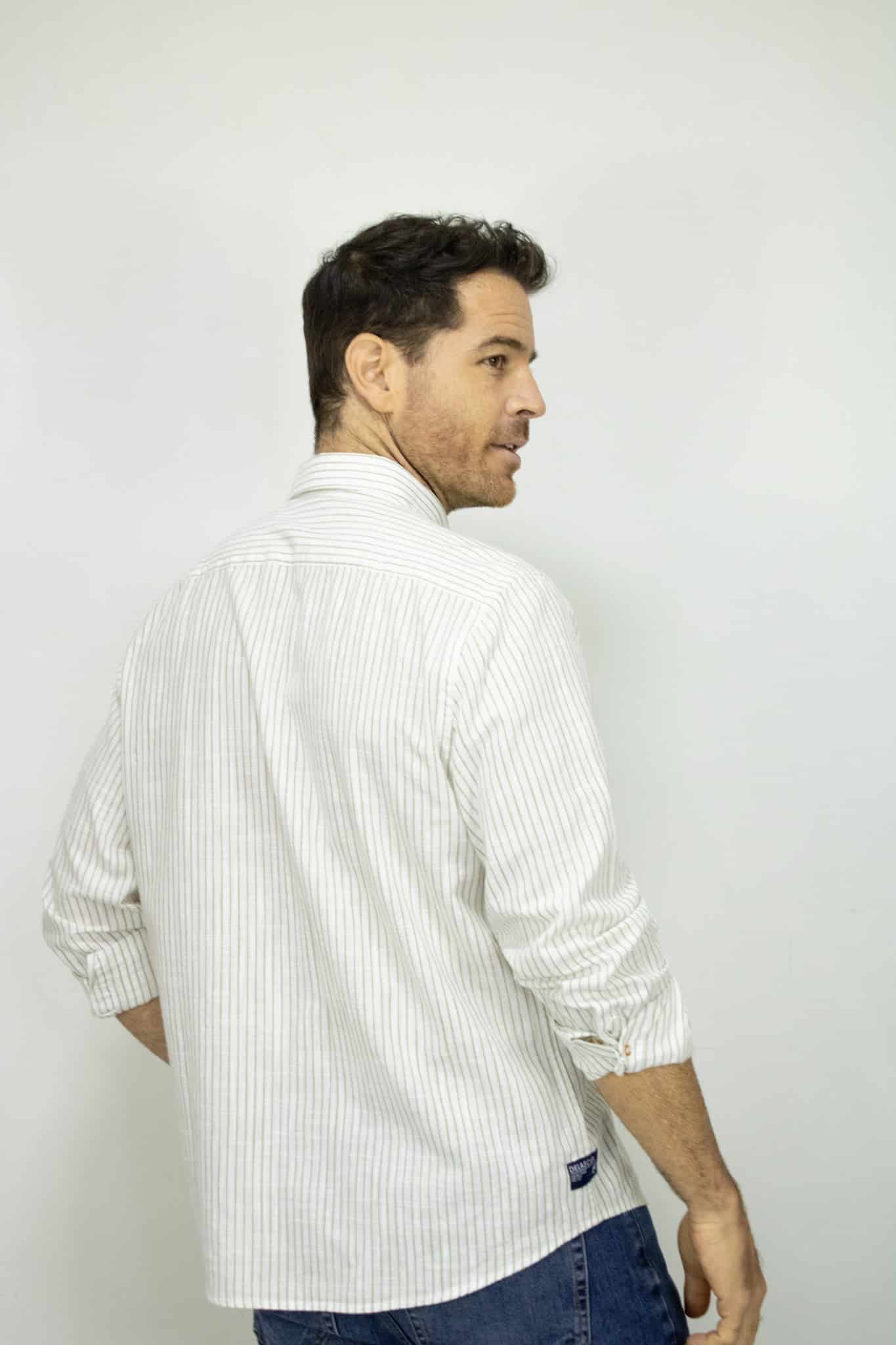 CAMISA MANGA LARGA RAYAS EN ALGODON PARA HOMBRE - miniatura 3