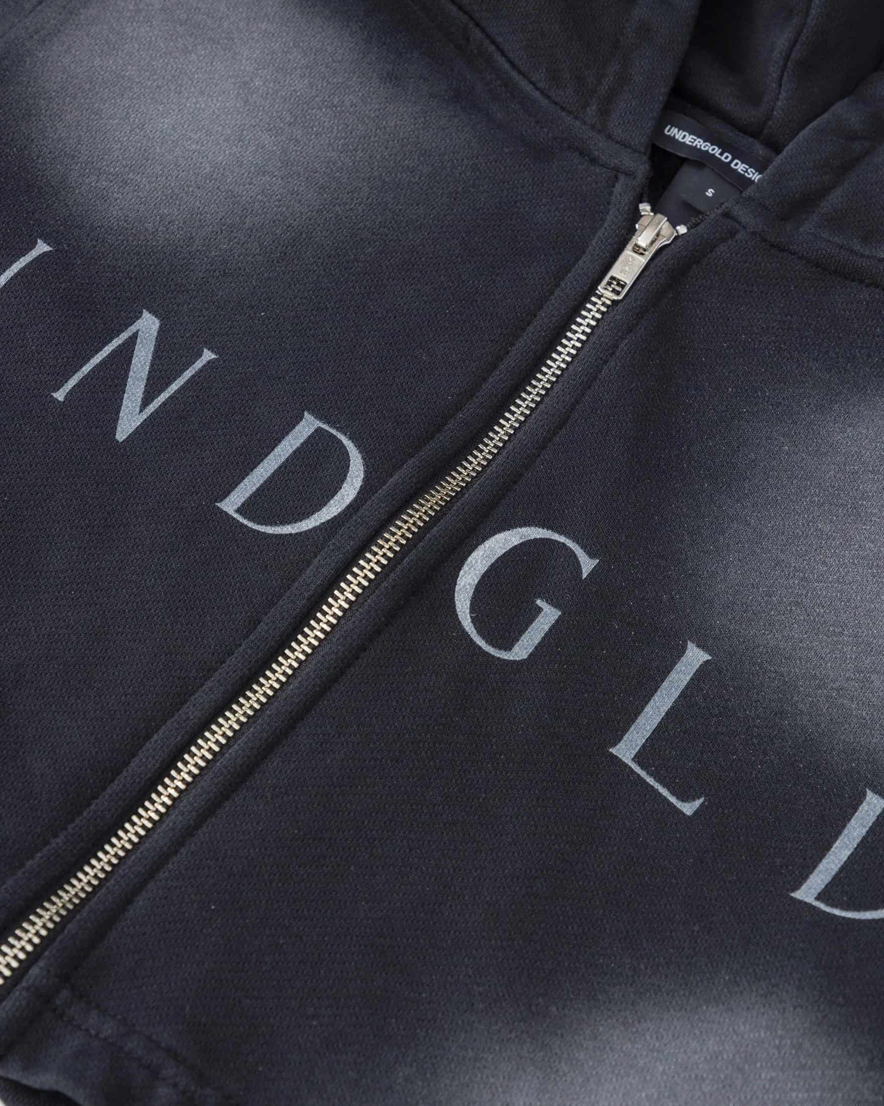 Eternal UNDGLD Slim Fit Zip Up Cropped Hoodie Smoky Black - miniatura 4