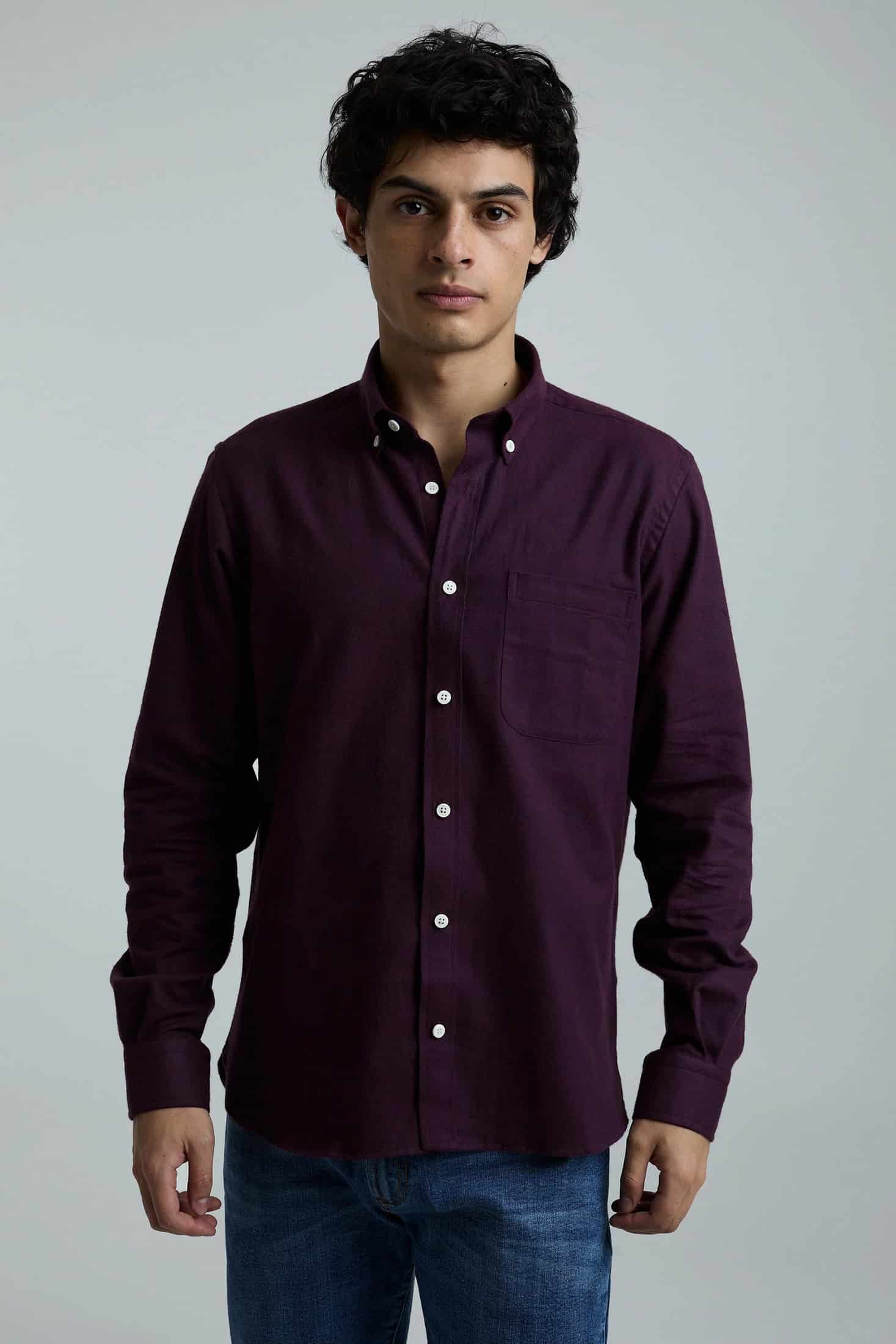Camisa twill vinotinto - miniatura 1