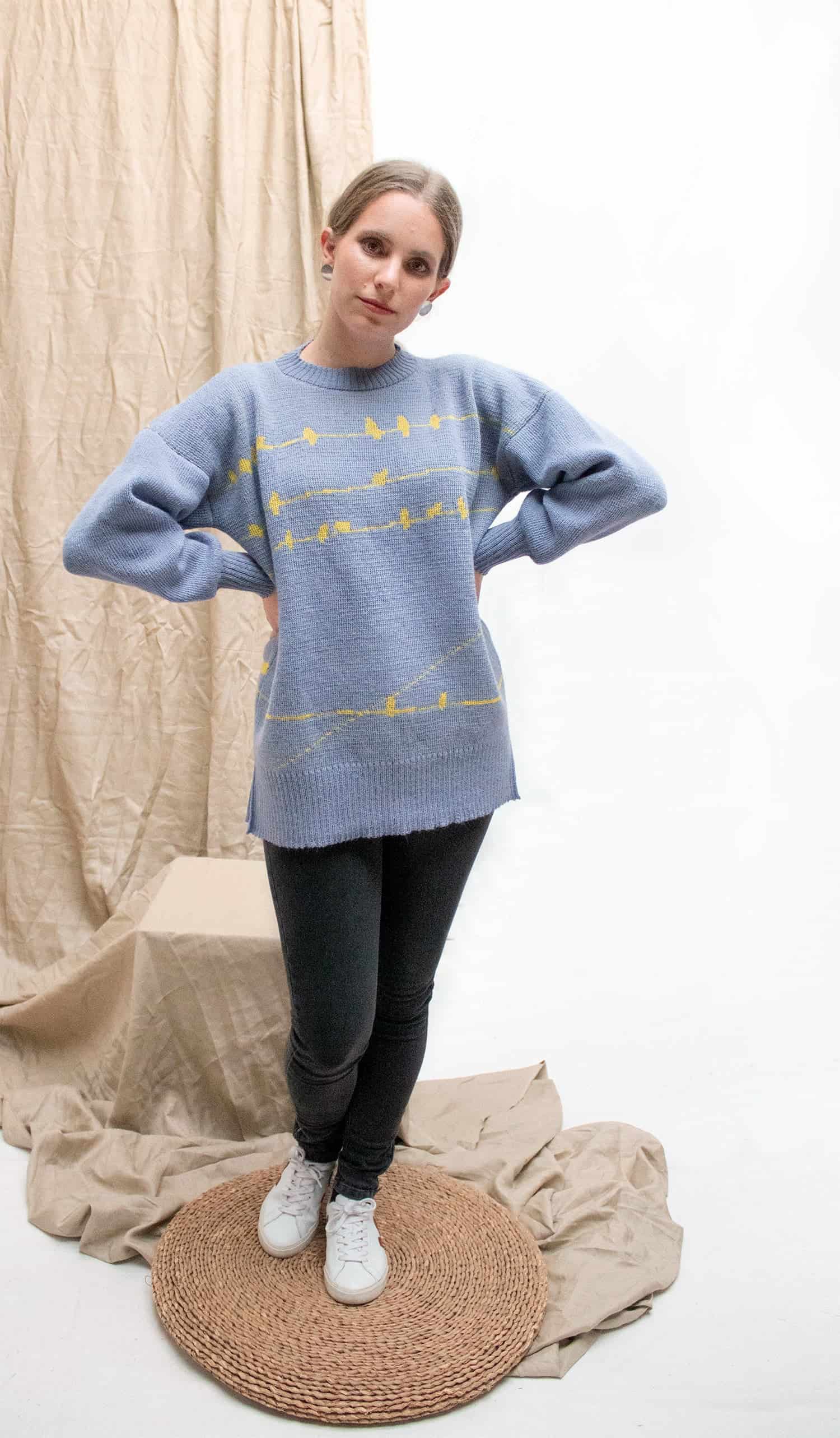 Suéter Pajaritos Alpaca - celeste y amarillo - miniatura 6