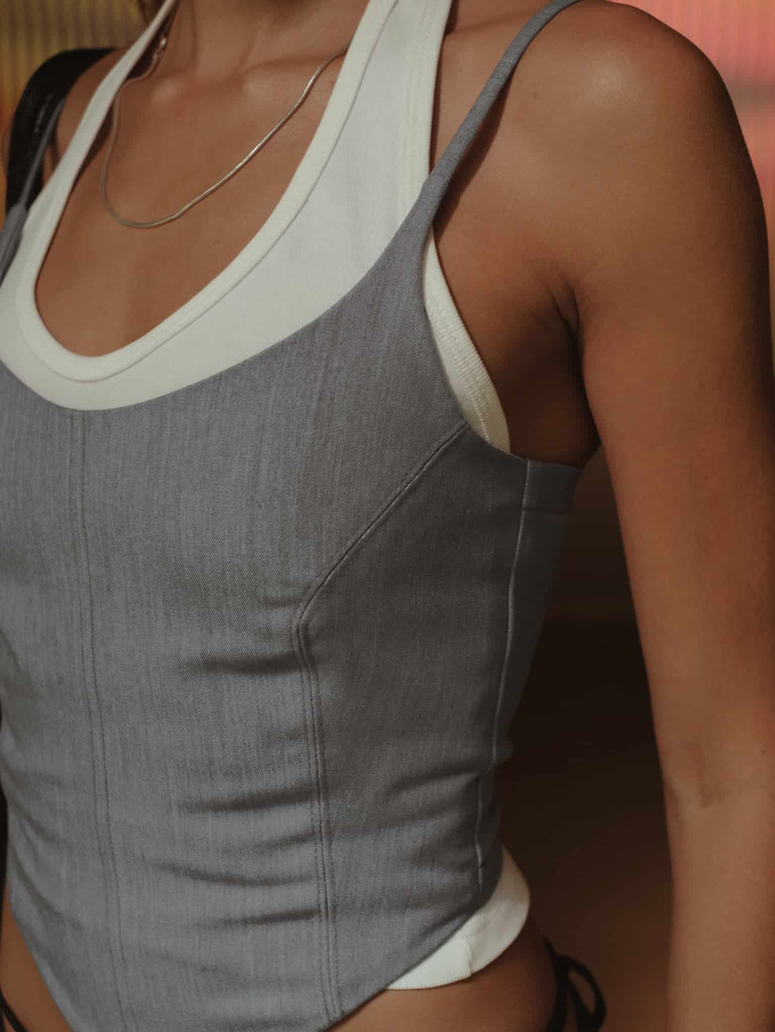 BACK LACE CORSET - GRAY - miniatura 10