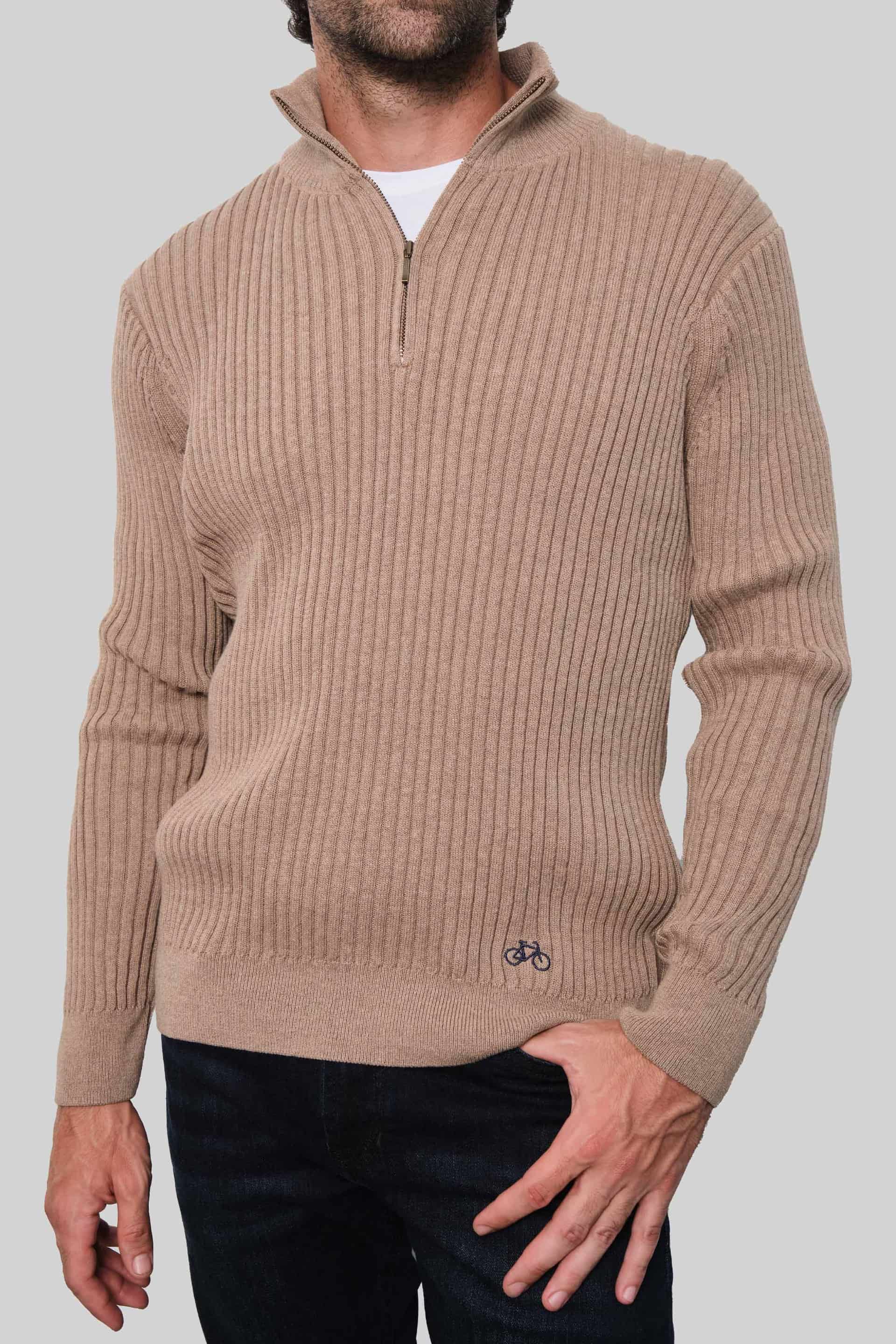 SACO LINED HALF ZIP BEIGE - miniatura 1