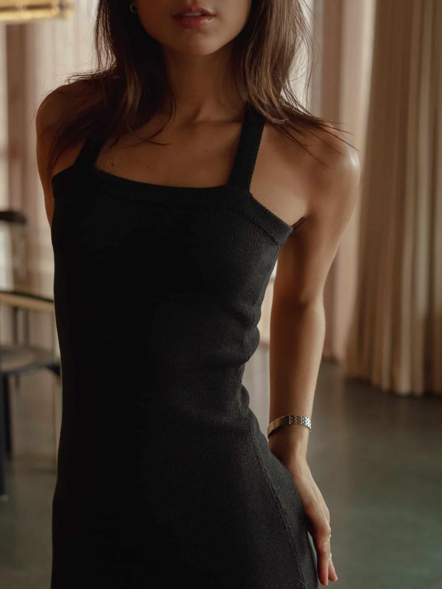 LUXE KNIT DRESS - BLACK - miniatura 6