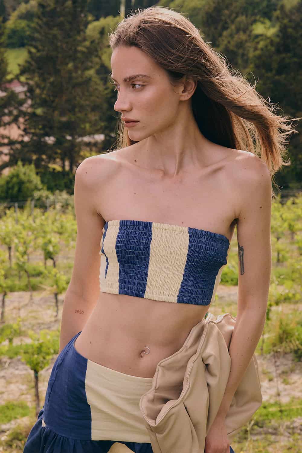 Crop top cleo azul ivory - miniatura 1
