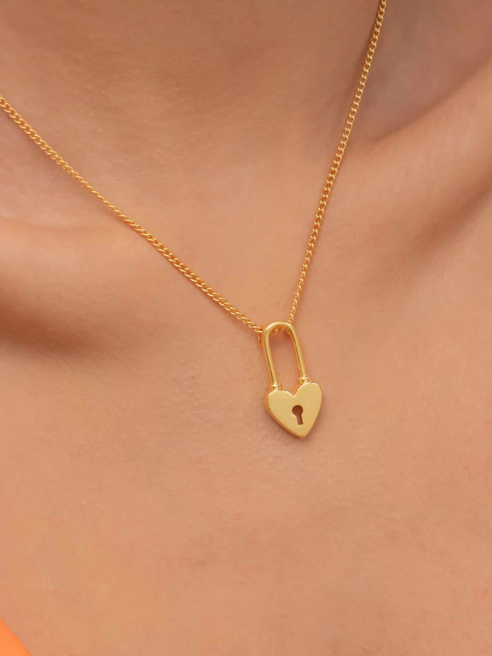 Collar Corazón Candado + Aretes - miniatura 2