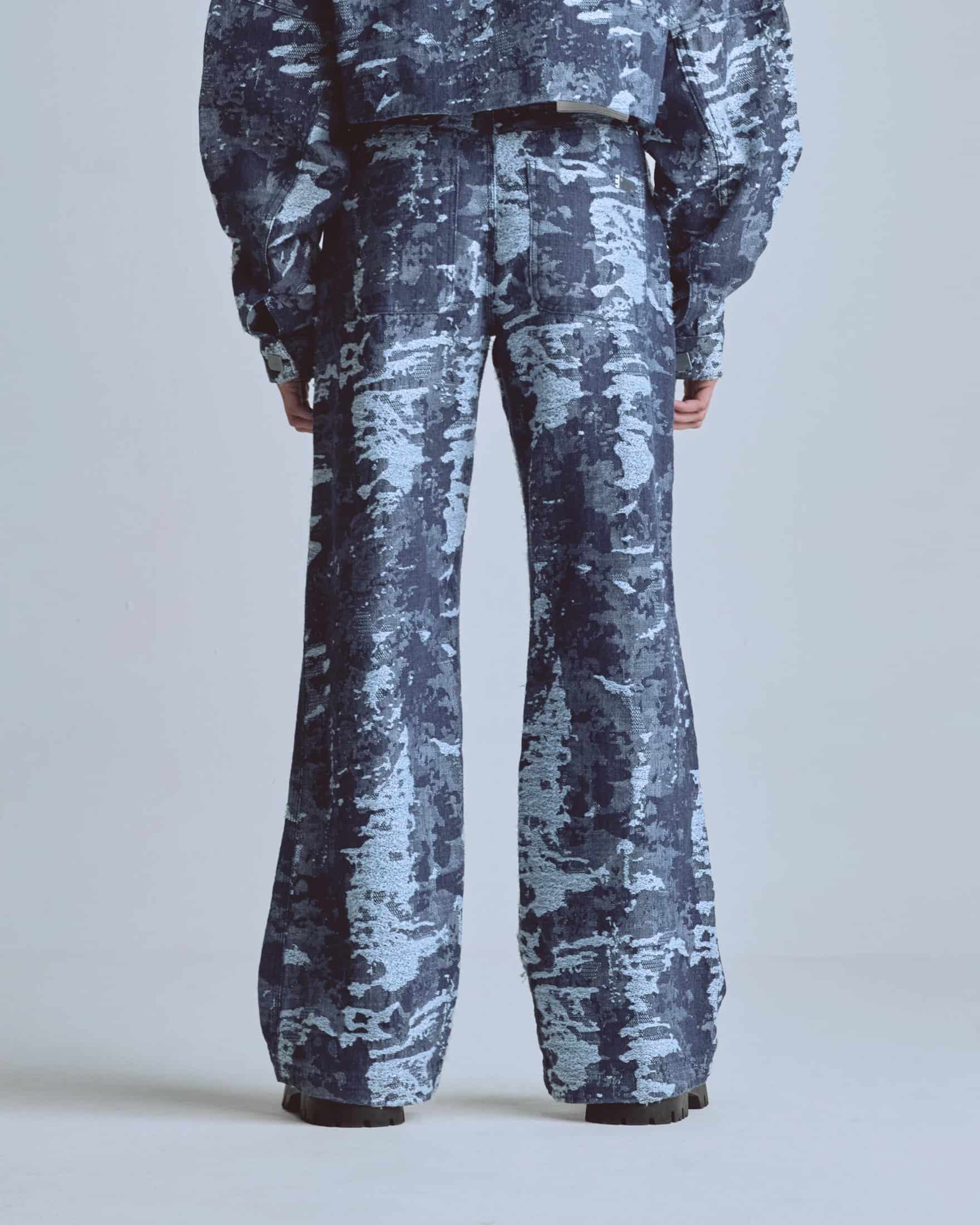 W Capsule Basic Jacquard Wide Jeans Cammo Blue - miniatura 7